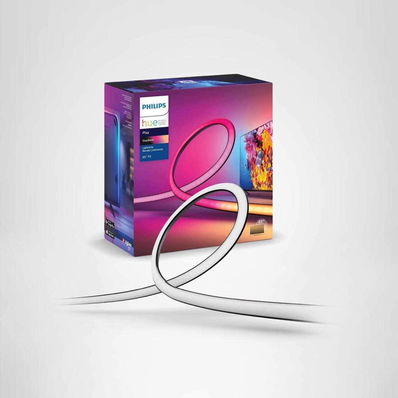 imagePhilips Hue 75 Smart Light Strip White and Color Ambiance LED ColorChanging TV Backlight Sync with Television Music Gaming Requires Bridge and Sync Box65Inch