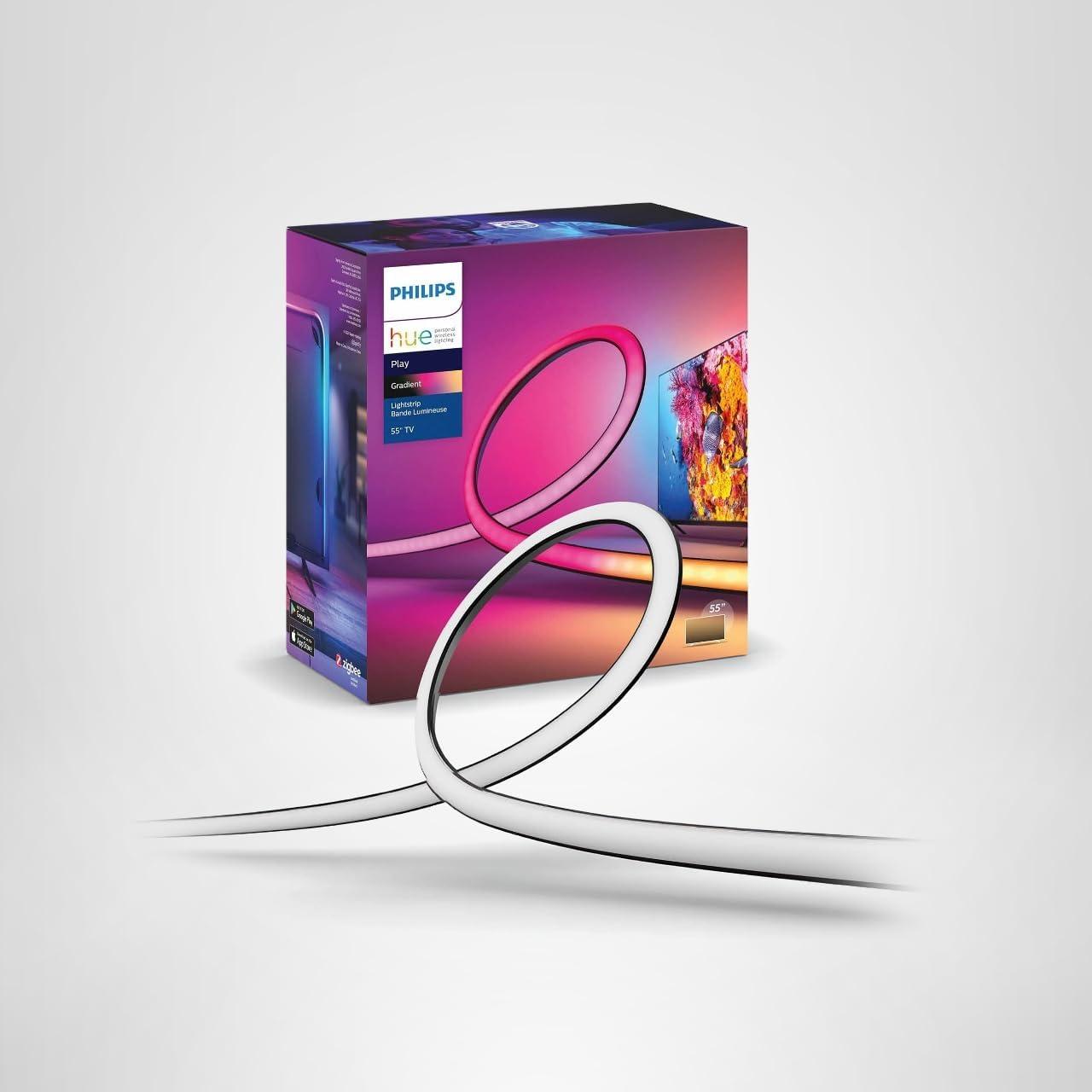 imagePhilips Hue 75 Smart Light Strip White and Color Ambiance LED ColorChanging TV Backlight Sync with Television Music Gaming Requires Bridge and Sync Box55Inch