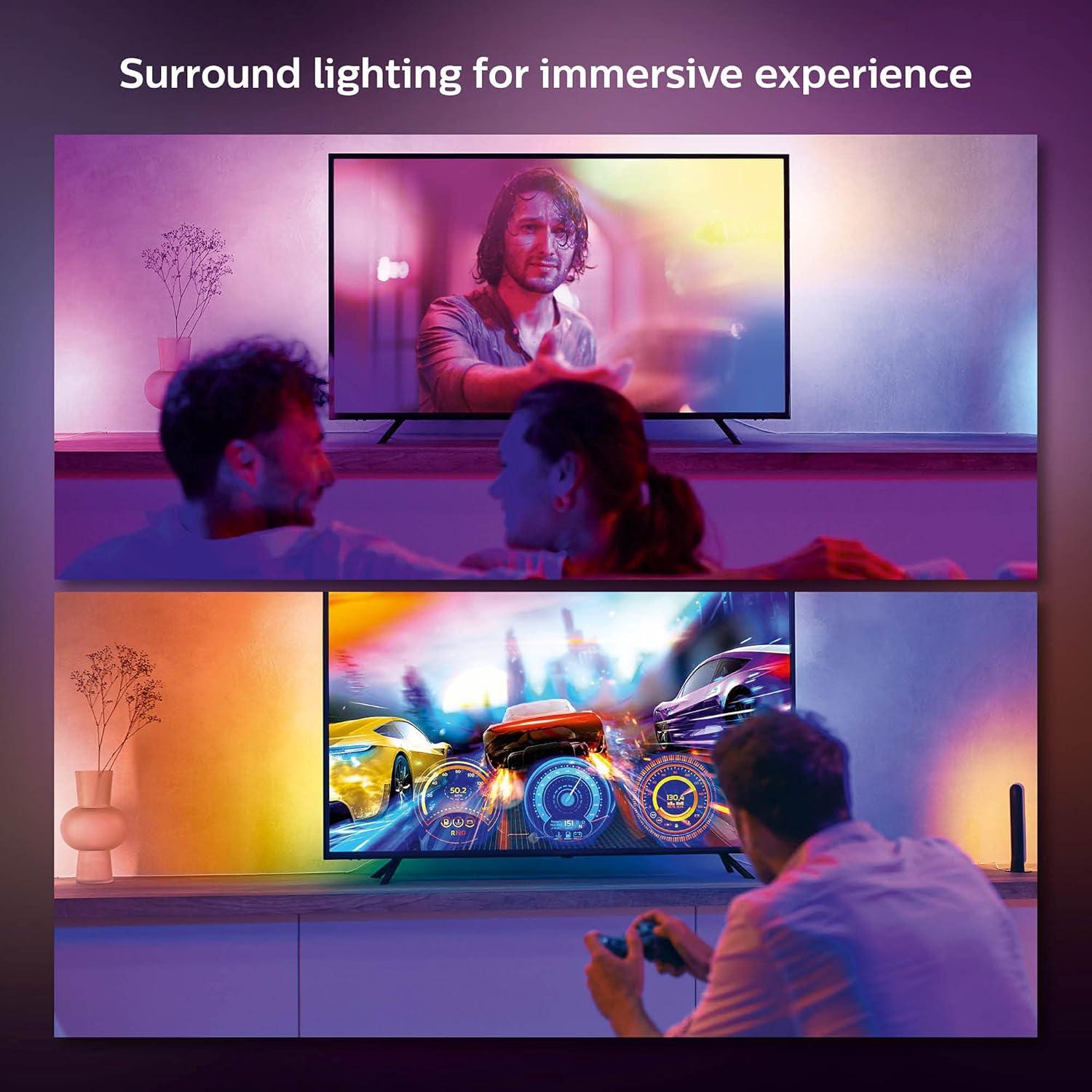 imagePhilips Hue 75 Smart Light Strip White and Color Ambiance LED ColorChanging TV Backlight Sync with Television Music Gaming Requires Bridge and Sync Box55Inch