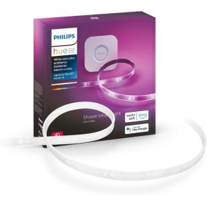 Philips Hue Lightstrip Starter Kit (6ft Light Strip, Base Plug, Hue Hub), Compatible with Alexa, Google Assistant, White(Lightstrip Starter Kit)