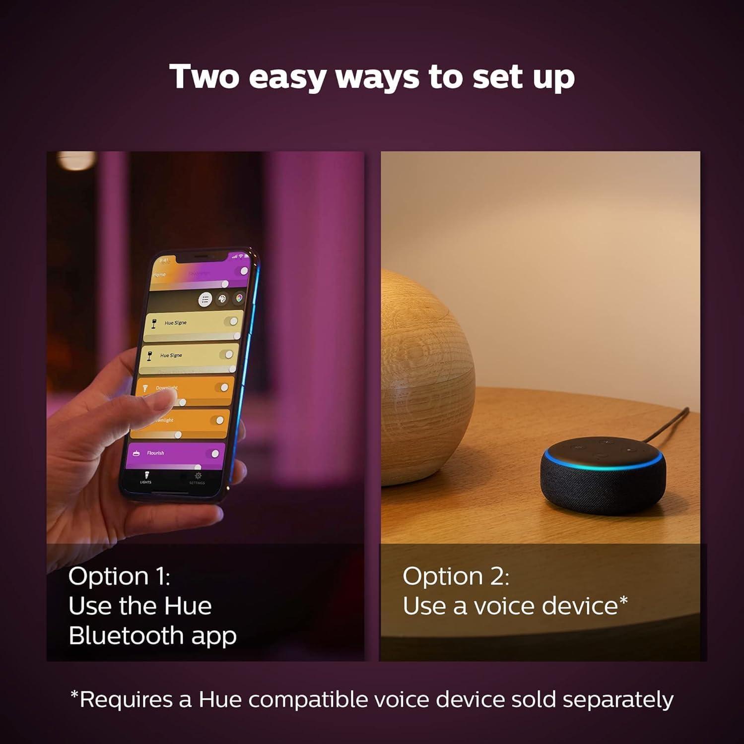 imagePhilips Hue Bloom Smart Table Lamp White White and Color Ambiance LED ColorChanging Light 1 Pack Control with Hue App Works with Alexa Google Assistant and Apple HomekitBloom