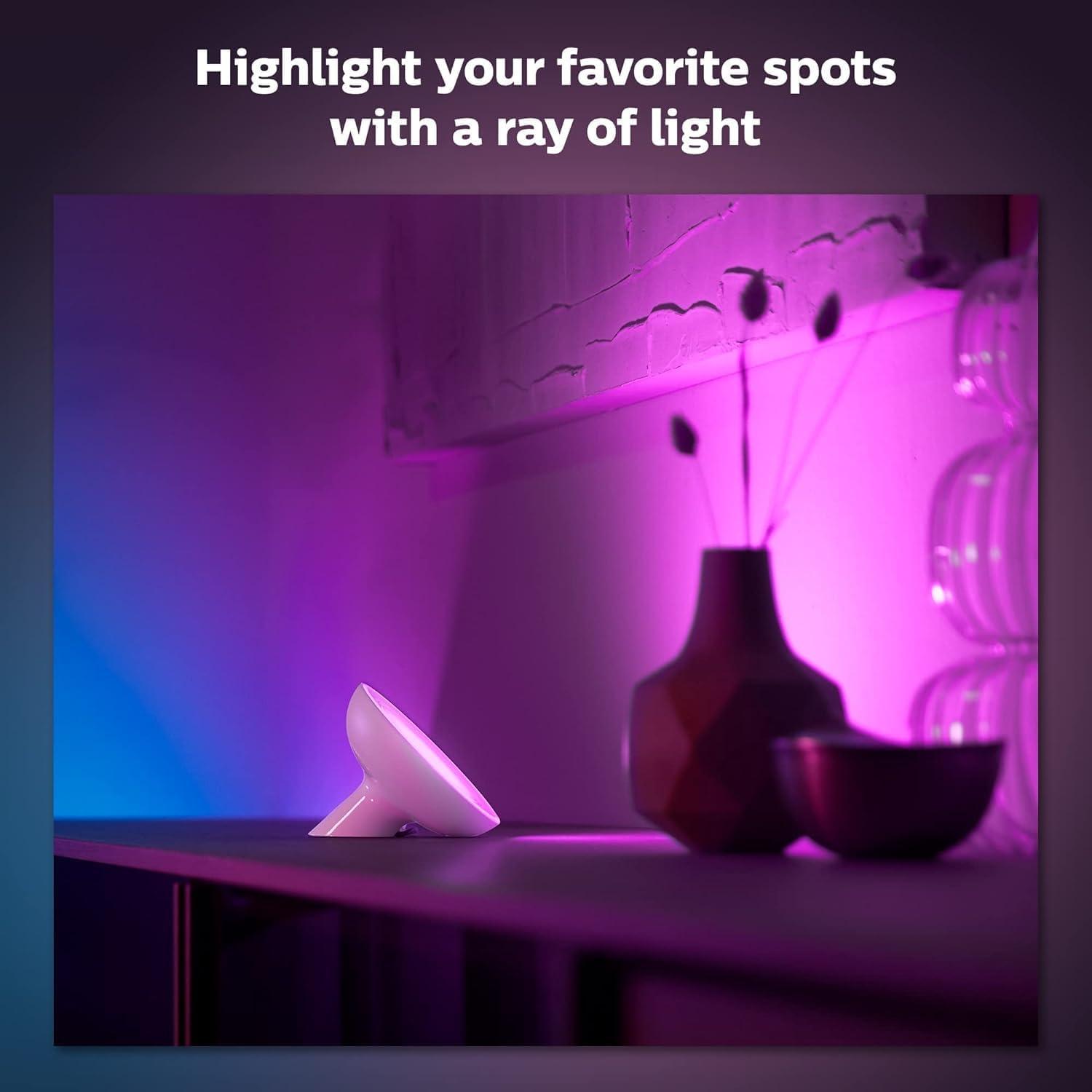 imagePhilips Hue Bloom Smart Table Lamp White White and Color Ambiance LED ColorChanging Light 1 Pack Control with Hue App Works with Alexa Google Assistant and Apple HomekitBloom