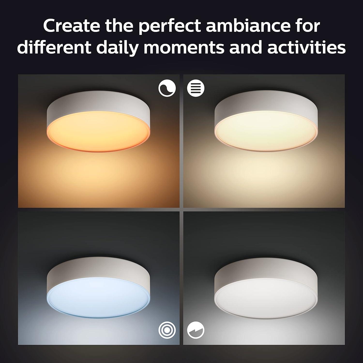 imagePhilips Hue Enrave Large Ceiling Lamp Black White Ambiance WarmtoCool White Smart LED Light 1 Pack Control with Hue App Compatible with Alexa Google Assistant and Apple HomekitWhite