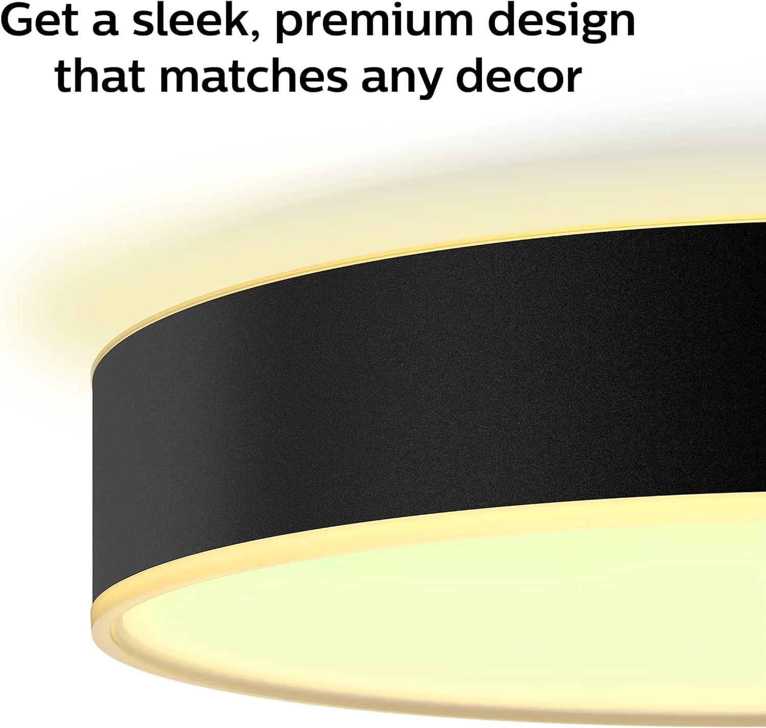 imagePhilips Hue Enrave Large Ceiling Lamp Black White Ambiance WarmtoCool White Smart LED Light 1 Pack Control with Hue App Compatible with Alexa Google Assistant and Apple HomekitBlack