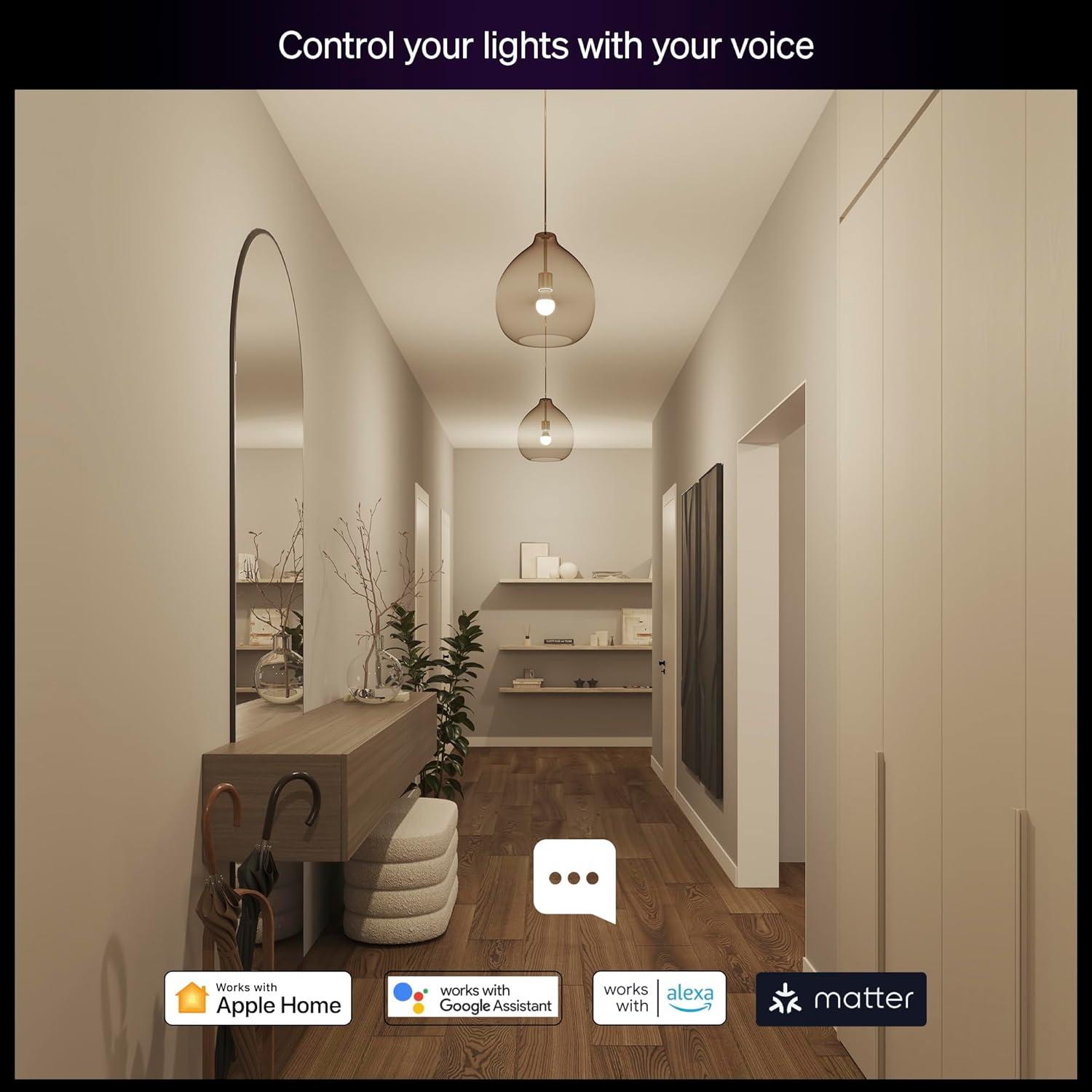 imagePhilips Hue Essential Smart LED A19 Bulb White and Color Ambiance E26 Base 88W 2200K6500K 800 Lumens Dimmable Works with Alexa Google and Apple Home 1Pack2 Pack
