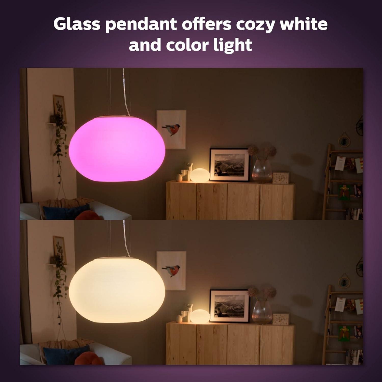 imagePhilips Hue Flourish Ceiling Pendant Light White White and Color Ambiance ColorChanging Smart LED Light 1 Pack Control with Hue App Compatible with Alexa Google Assistant and Apple Homekit