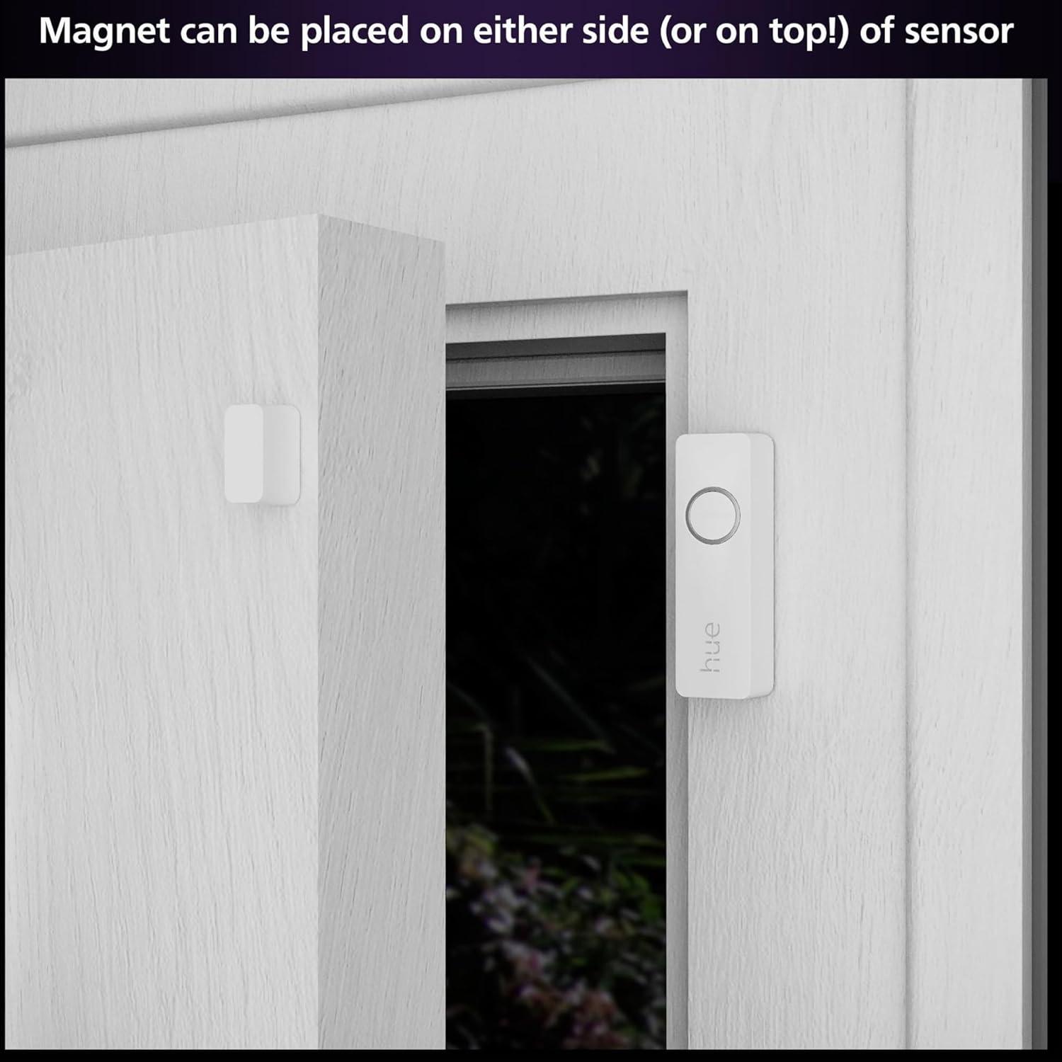 imagePhilips Hue Secure Starter Kit 3 Secure Contact Sensors White Indoor Motion Sensor Bridge 2 White amp Color Ambiance Smart Bulbs Easy to Install Works with Hue App2 Bulbs Bridge Sensors