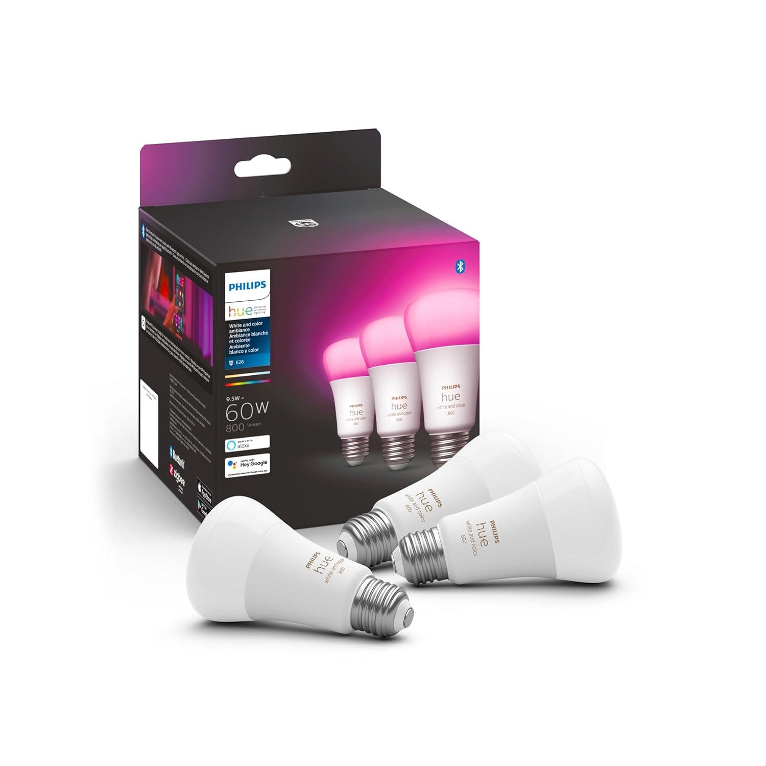 imagePhilips Hue Secure Starter Kit  3 Secure Contact Sensors White Indoor Motion Sensor Bridge 2 White amp Color Ambiance Smart Bulbs Easy to Install Works with Hue App3 Bulbs  Bridge