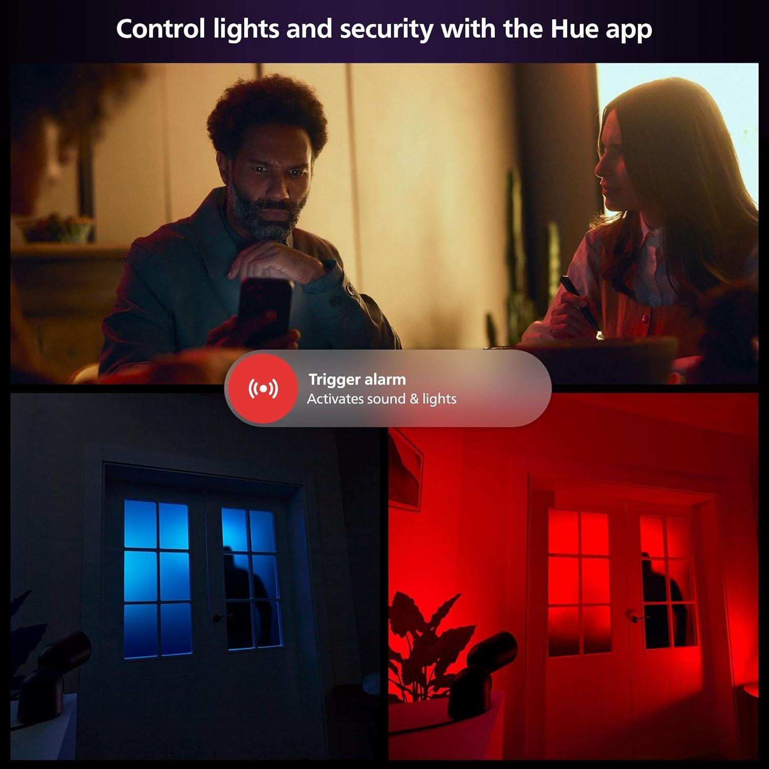 imagePhilips Hue Secure Starter Kit 3 Secure Contact Sensors White Indoor Motion Sensor Bridge 2 White amp Color Ambiance Smart Bulbs Easy to Install Works with Hue App2 Bulbs Bridge Sensors