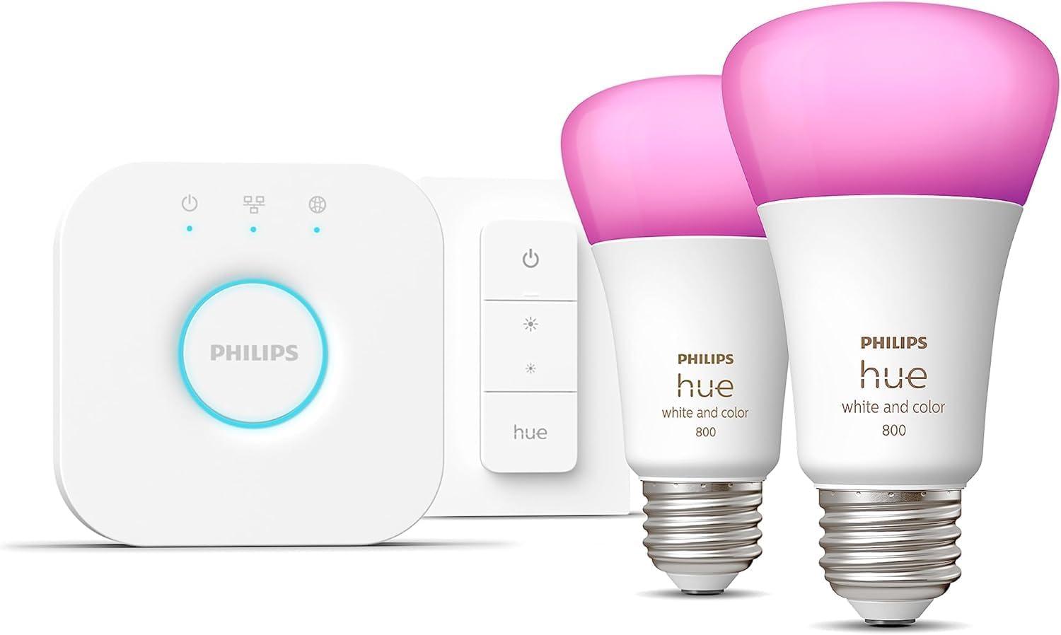 imagePhilips Hue Secure Starter Kit  3 Secure Contact Sensors White Indoor Motion Sensor Bridge 2 White amp Color Ambiance Smart Bulbs Easy to Install Works with Hue App2 Bulbs  Bridge  Dimmer