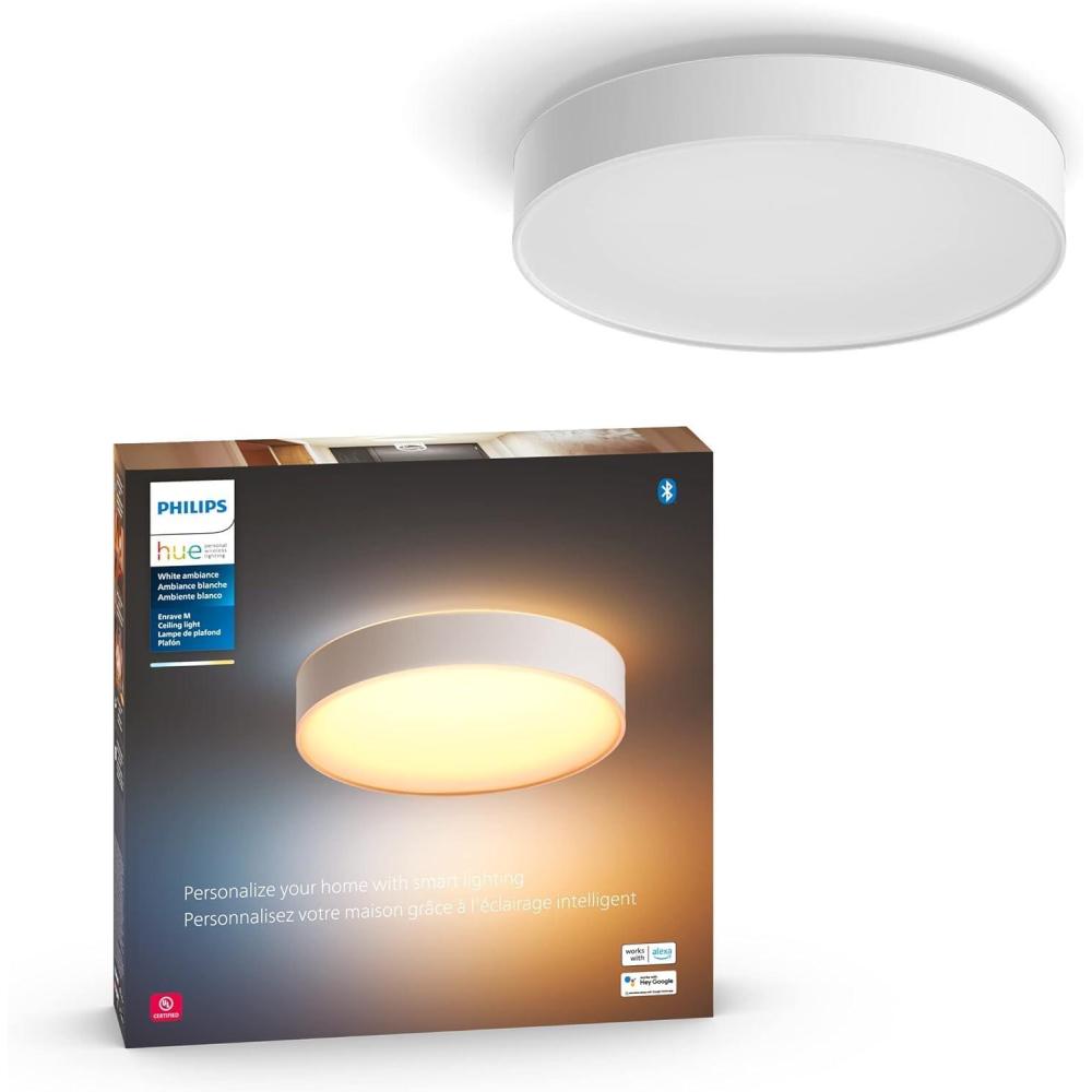 imagePhilips Hue Enrave Large Ceiling Lamp Black  White Ambiance WarmtoCool White Smart LED Light  1 Pack  Control with Hue App  Compatible with Alexa Google Assistant and Apple HomekitWhite