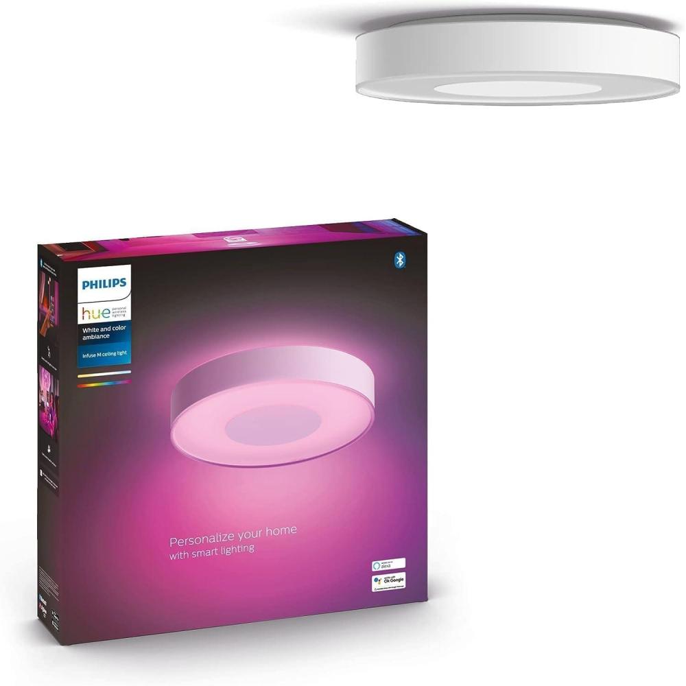 imagePhilips Hue Infuse Medium Ceiling Lamp Black  White and Color Ambiance ColorChanging Smart LED Light  1 Pack  Control with Hue App  Compatible with Alexa Google Assistant and Apple HomekitWhite
