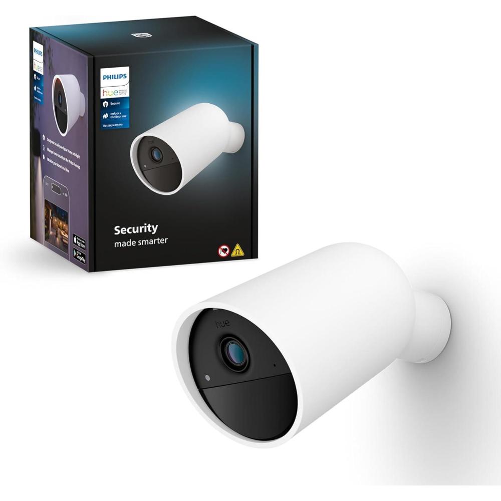 imagePhilips Hue Secure Battery Camera 2Pack 1080P Resolution Monitoring Notifications Seamless Integration Rechargeable Indoor and Outdoor White Free 24Hour HistoryWhite