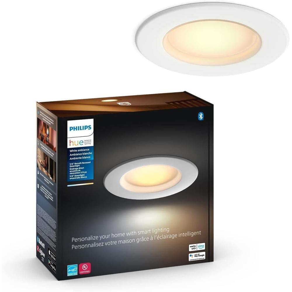 imagePhilips Hue Smart Recessed 4 Inch LED Downlight  White Ambiance WarmtoCool White Light  1 Pack  850LM  Indoor  Control with Hue App  Compatible with Alexa Google Assistant and Apple HomekitWhite Ambiance