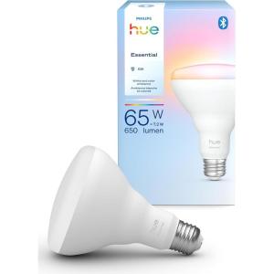 Philips Hue Essential Smart LED BR30 Bulb 2-Pack, White and Color Ambiance, E26, 7.2W, 2200K-6500K, 650 Lumens, Dimmable, Works with Alexa, Google Assistant, Apple Home(1 Pack)
