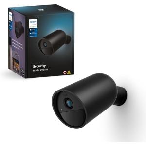 Philips Hue Secure Battery Camera 2-Pack, 1080P Resolution, Monitoring, Notifications, Seamless Integration, Rechargeable, Indoor and Outdoor, White, Free 24-Hour History(Black)