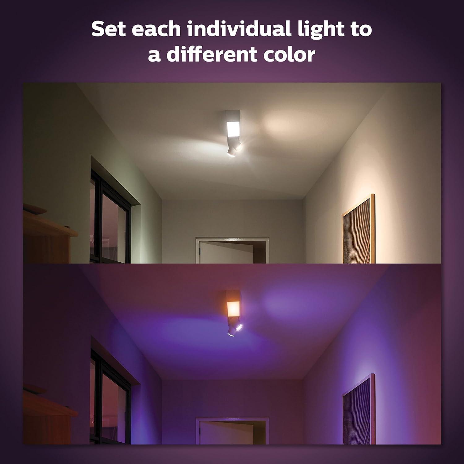 imagePhilips Hue Centris Smart LED Ceiling Spotlight Fixture White White and Color Ambiance ColorChanging Light 2 Lights Control with App Works with Alexa Google Assistant and Apple Homekit2 Spotlights