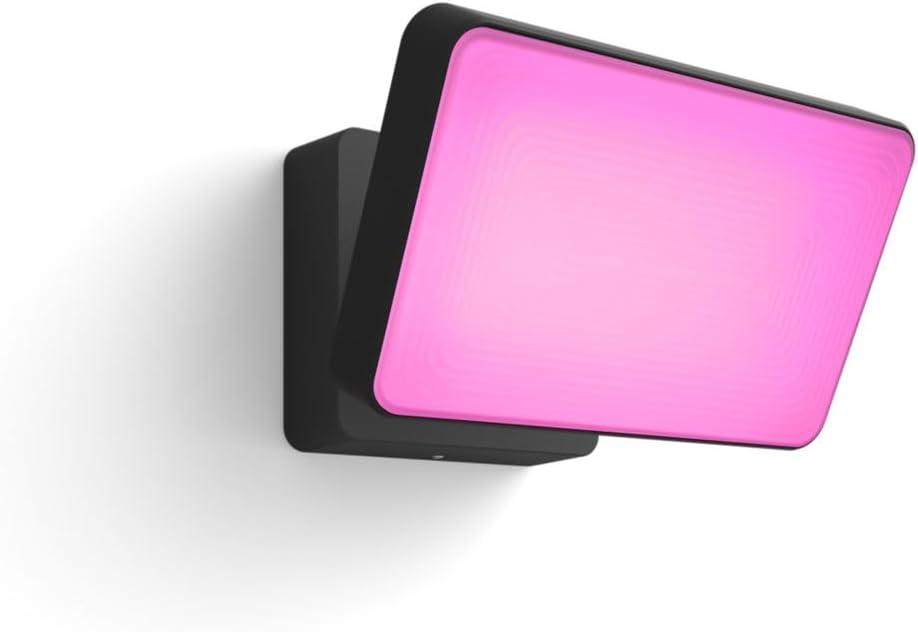 imagePhilips Hue Discover Outdoor Smart Flood Light Fixture Black 15W White and Color Ambiance LED ColorChanging Light 1 Pack Requires Hue Bridge Control with Hue App and Voice WeatherproofWhite and Color Ambiance