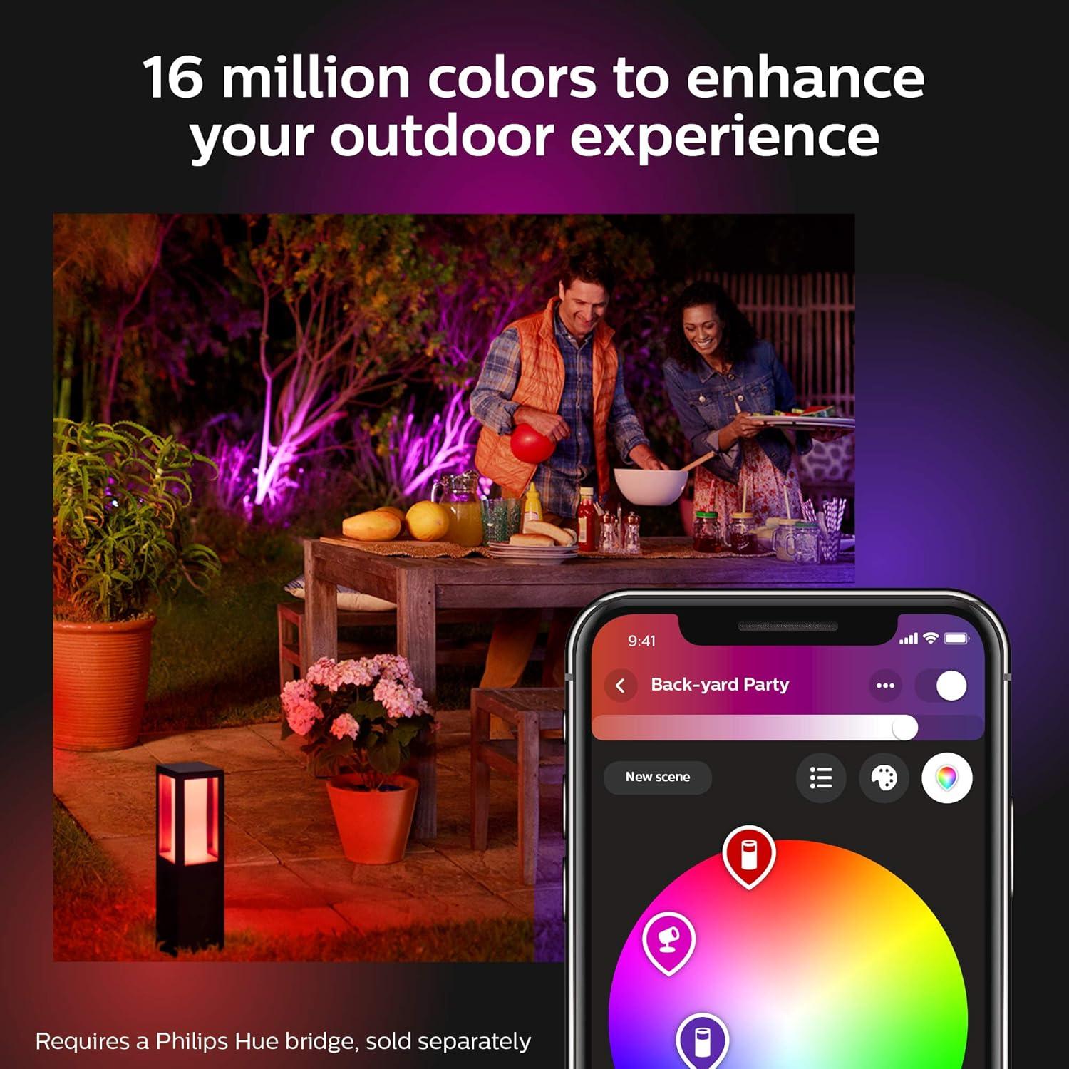 imagePhilips Hue Econic Down Outdoor Smart Wall Light Black E26 White and Color Ambiance LED ColorChanging Bulb 1 Pack Requires Hue Bridge Control with Hue App and Voice WeatherproofEconic Up