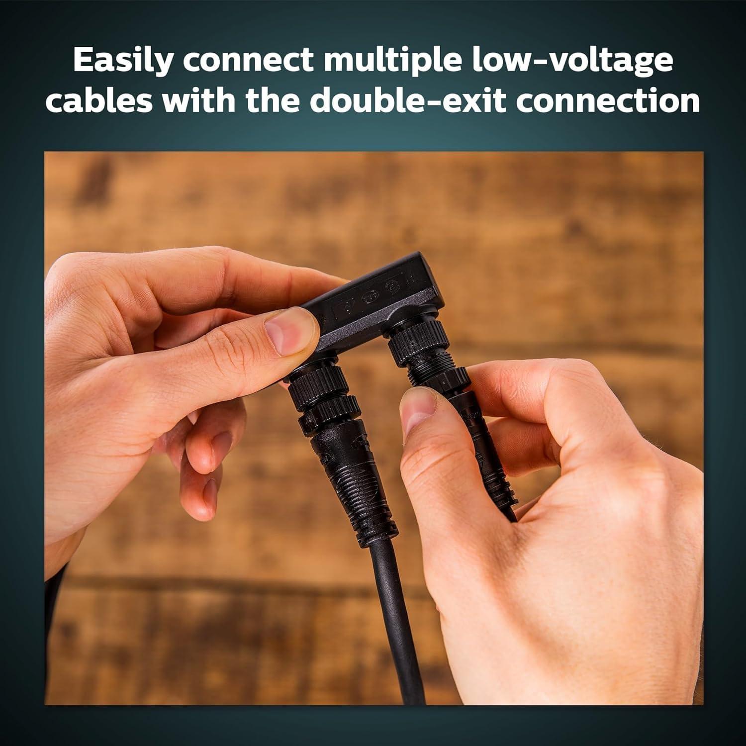 imagePhilips Hue Outdoor 8Foot Cable and T Connector  Connect Your Hue Outdoor Low Voltage Lights  1 Pack  Requires Hue Bridge  WeatherproofPower 100W