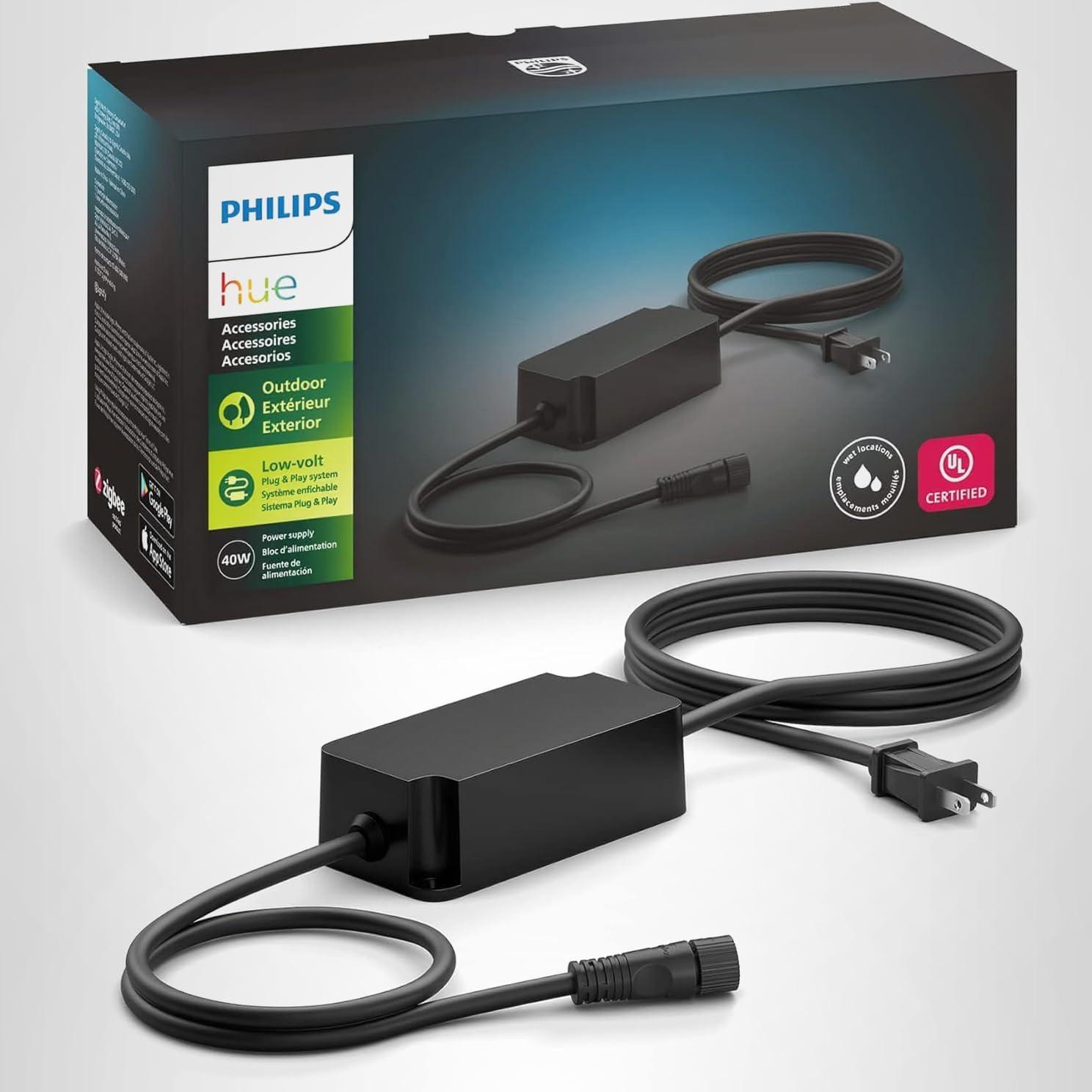 imagePhilips Hue Outdoor 8Foot Cable and T Connector  Connect Your Hue Outdoor Low Voltage Lights  1 Pack  Requires Hue Bridge  WeatherproofPower 40W