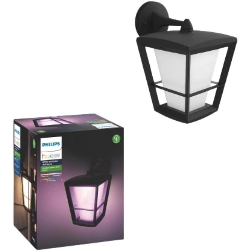 imagePhilips Hue Econic Down Outdoor Smart Wall Light Black E26 White and Color Ambiance LED ColorChanging Bulb 1 Pack Requires Hue Bridge Control with Hue App and Voice WeatherproofEconic Down