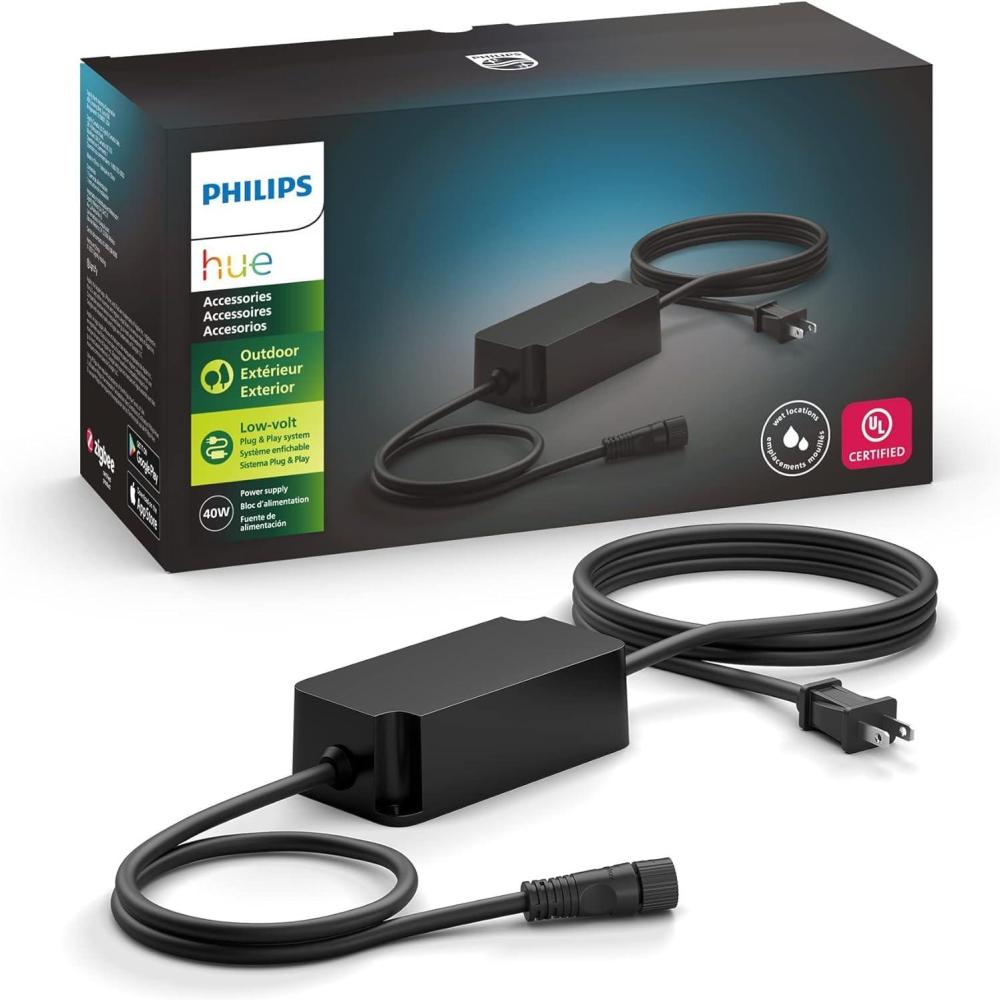 imagePhilips Hue Outdoor 8Foot Cable and T Connector Connect Your Hue Outdoor Low Voltage Lights 1 Pack Requires Hue Bridge WeatherproofPower 40W