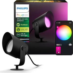 Philips Hue Lily XL Outdoor Smart Spot Light – White & Color Ambiance LED Walkway Lights – Low Voltage Lighting – 1 Pack – Requires Bridge and Power Supply – Control with App and Voice – Weatherproof(Lily XL)