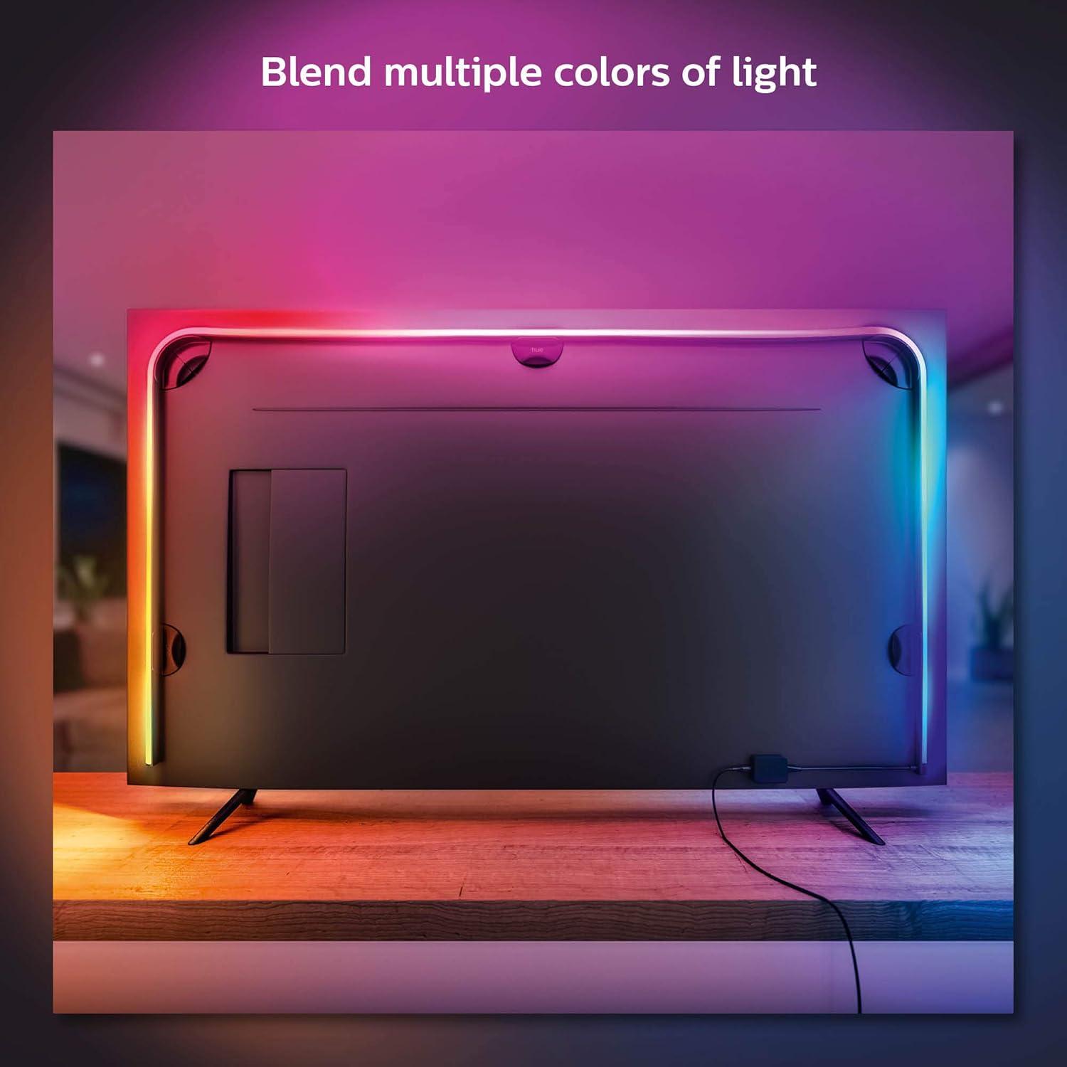 imagePhilips Hue 65 Smart TV Light Strip with Bridge White and Color Ambiance LED ColorChanging TV BackLight Sync with TV Music and Gaming Requires Sync Box Control with Hue App or Voice55Inch