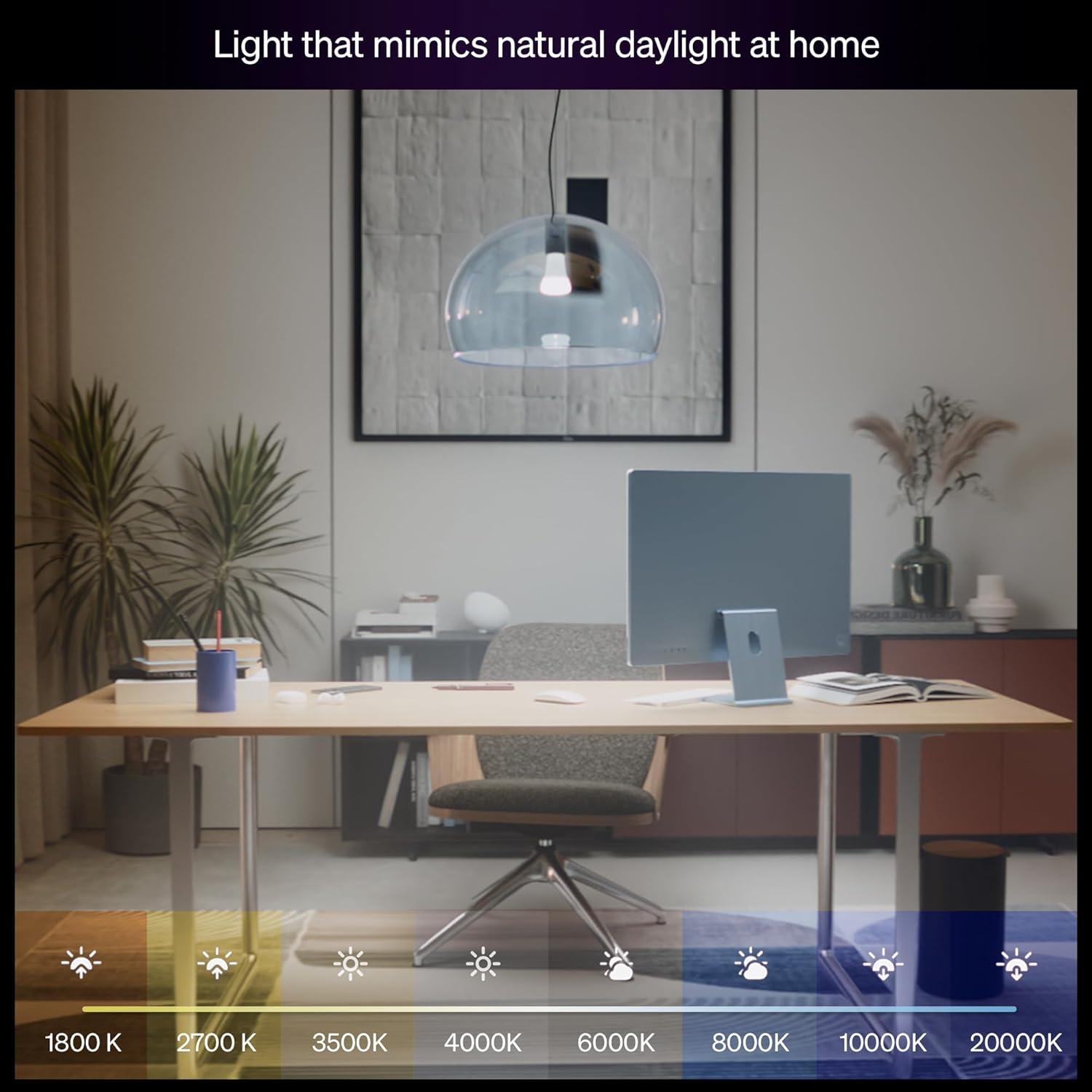 imagePhilips Hue A19 LED Smart Light Bulb White and Color Ambiance 60W Indoor Light Bulb Control with Hue App Works with Alexa Google Assistant and Apple Homekit 3 PackChromasync