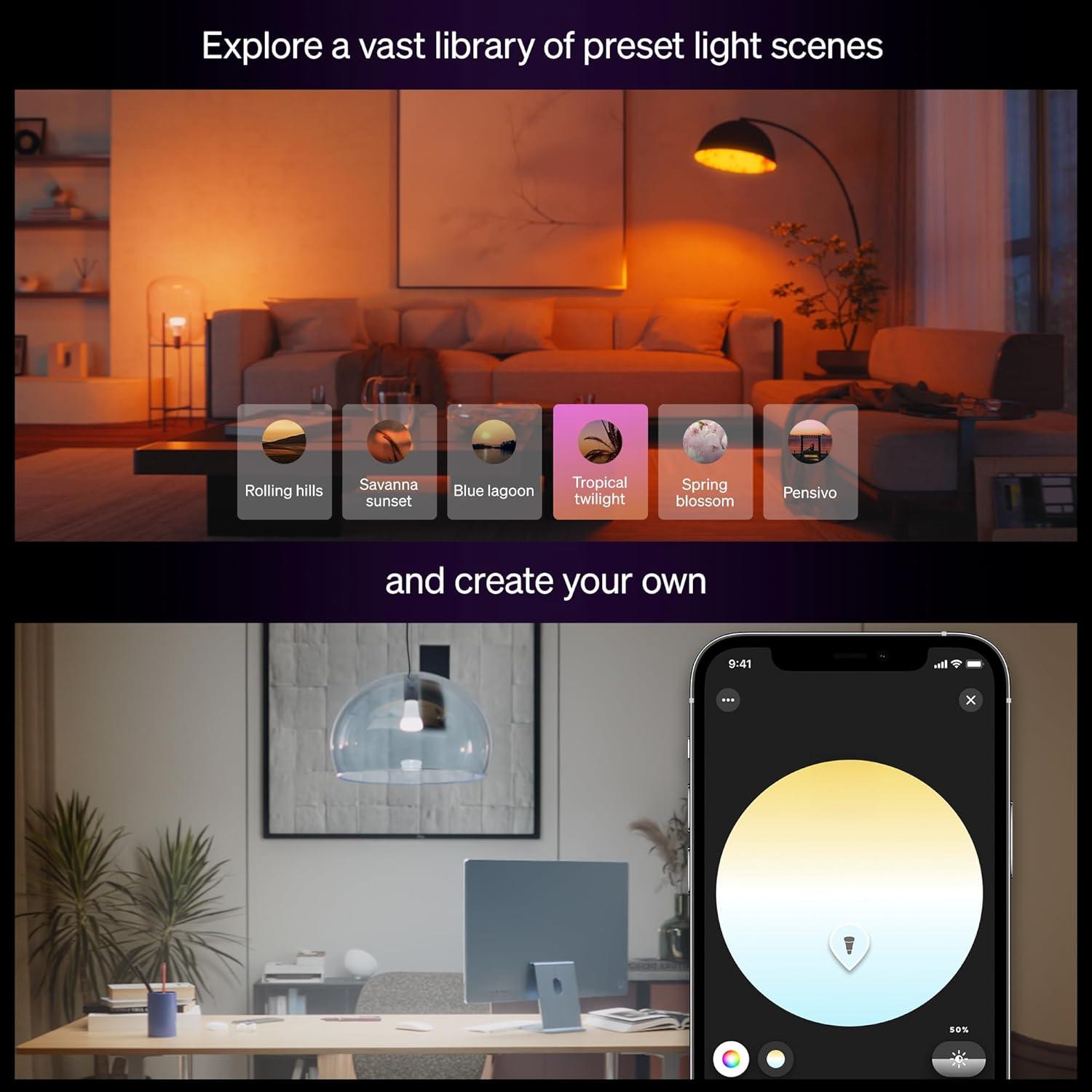 imagePhilips Hue A19 LED Smart Light Bulb White and Color Ambiance 60W Indoor Light Bulb Control with Hue App Works with Alexa Google Assistant and Apple Homekit 3 PackChromasync
