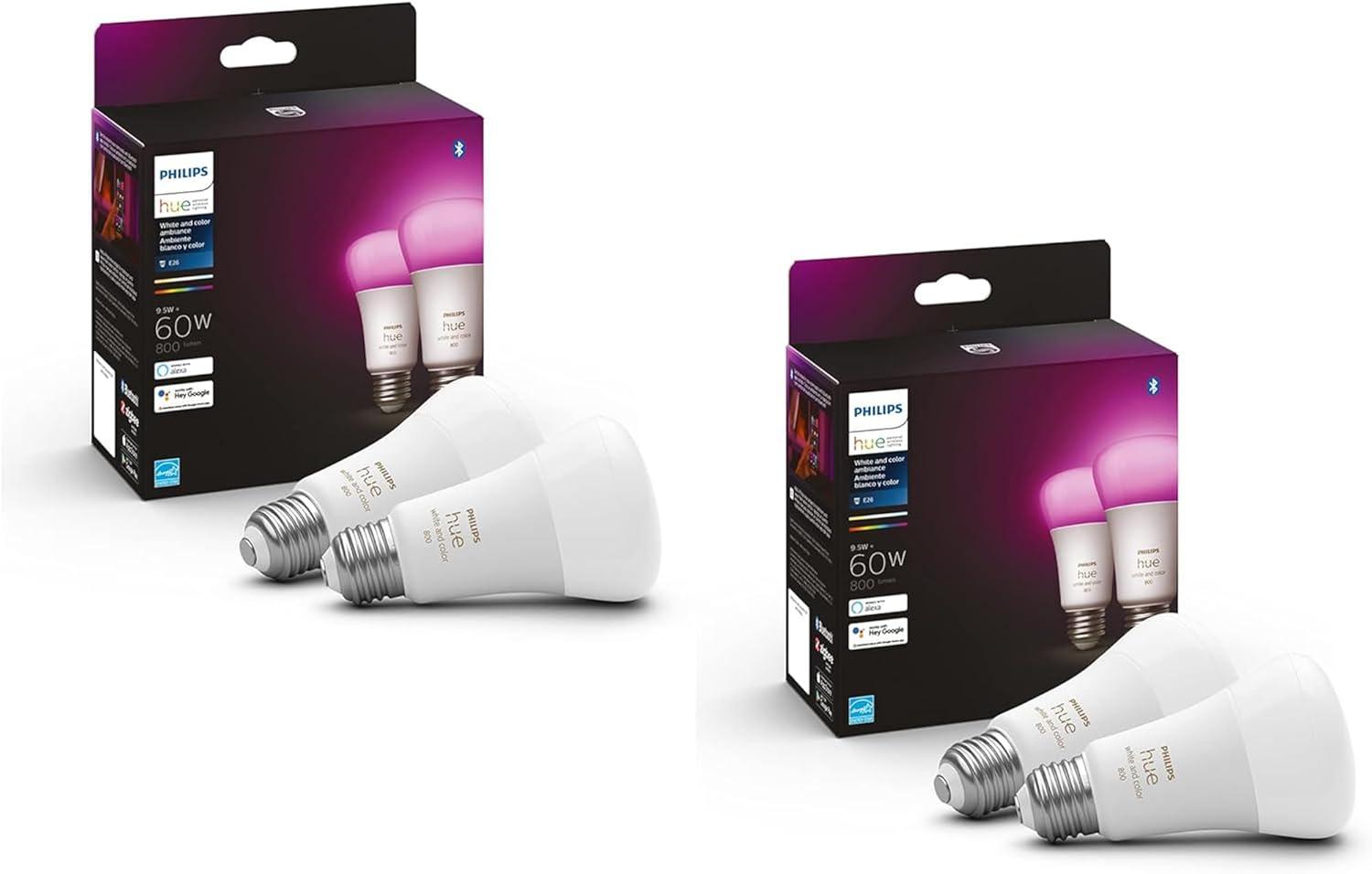 imagePhilips Hue A19 LED Smart Light Bulb White and Color Ambiance 60W Indoor Light Bulb Control with Hue App Works with Alexa Google Assistant and Apple Homekit 3 PackOriginal