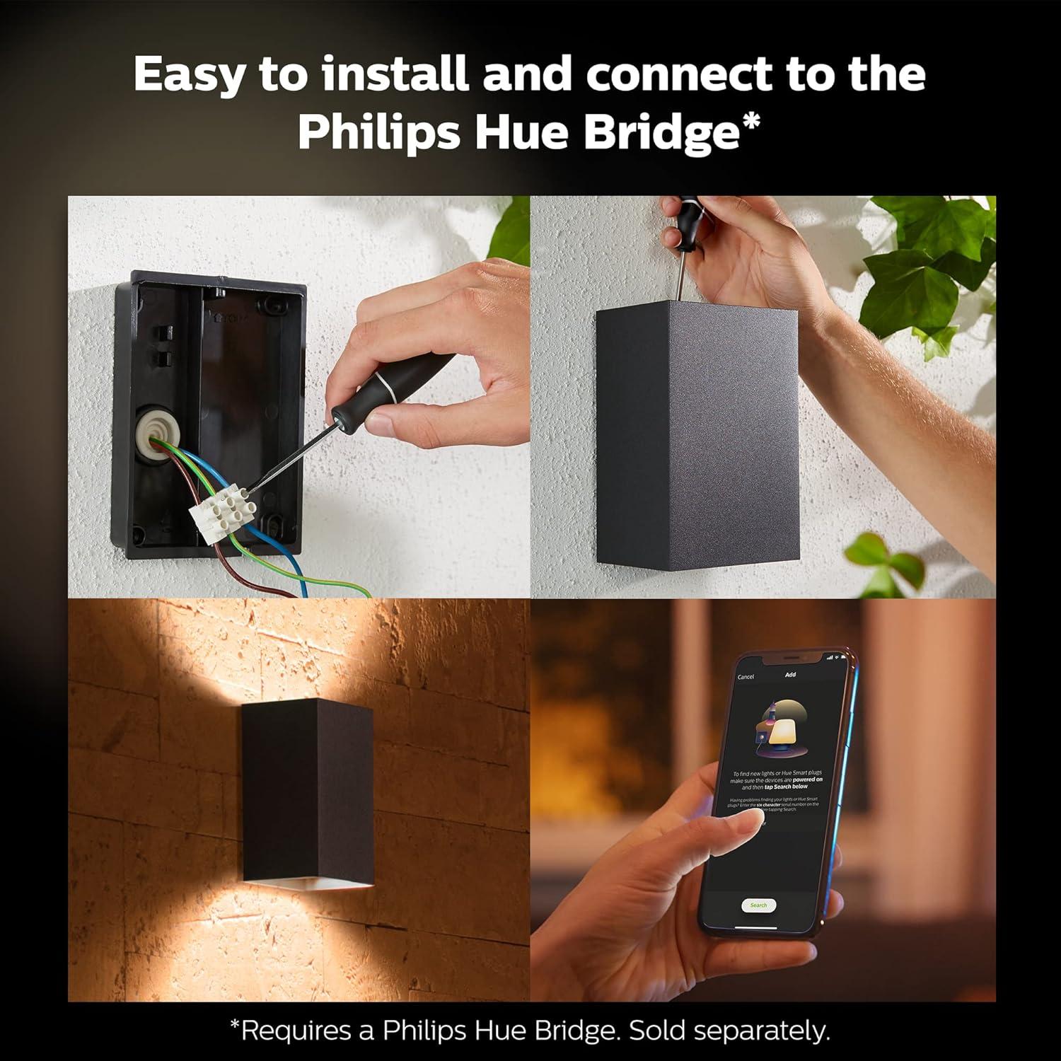 imagePhilips Hue Impress Outdoor Wall Light Hardwired 61 x 94 in White amp Color Light Voice Control Bridge RequiredResonate