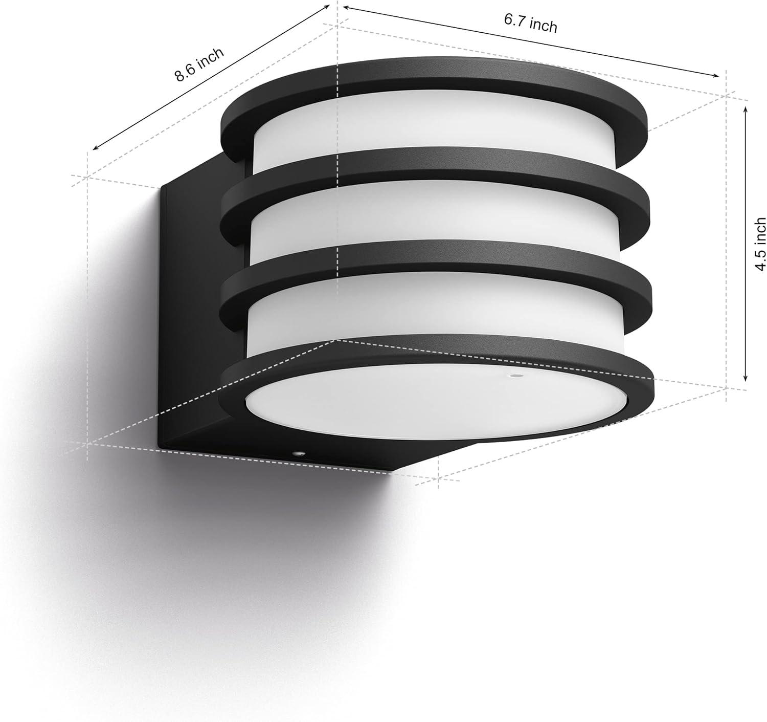 imagePhilips Hue Inara Outdoor Smart Wall Light Black E26 White Filament LED Bulb 1 Pack Requires Hue Bridge Control with Hue App and Voice WeatherproofLucca