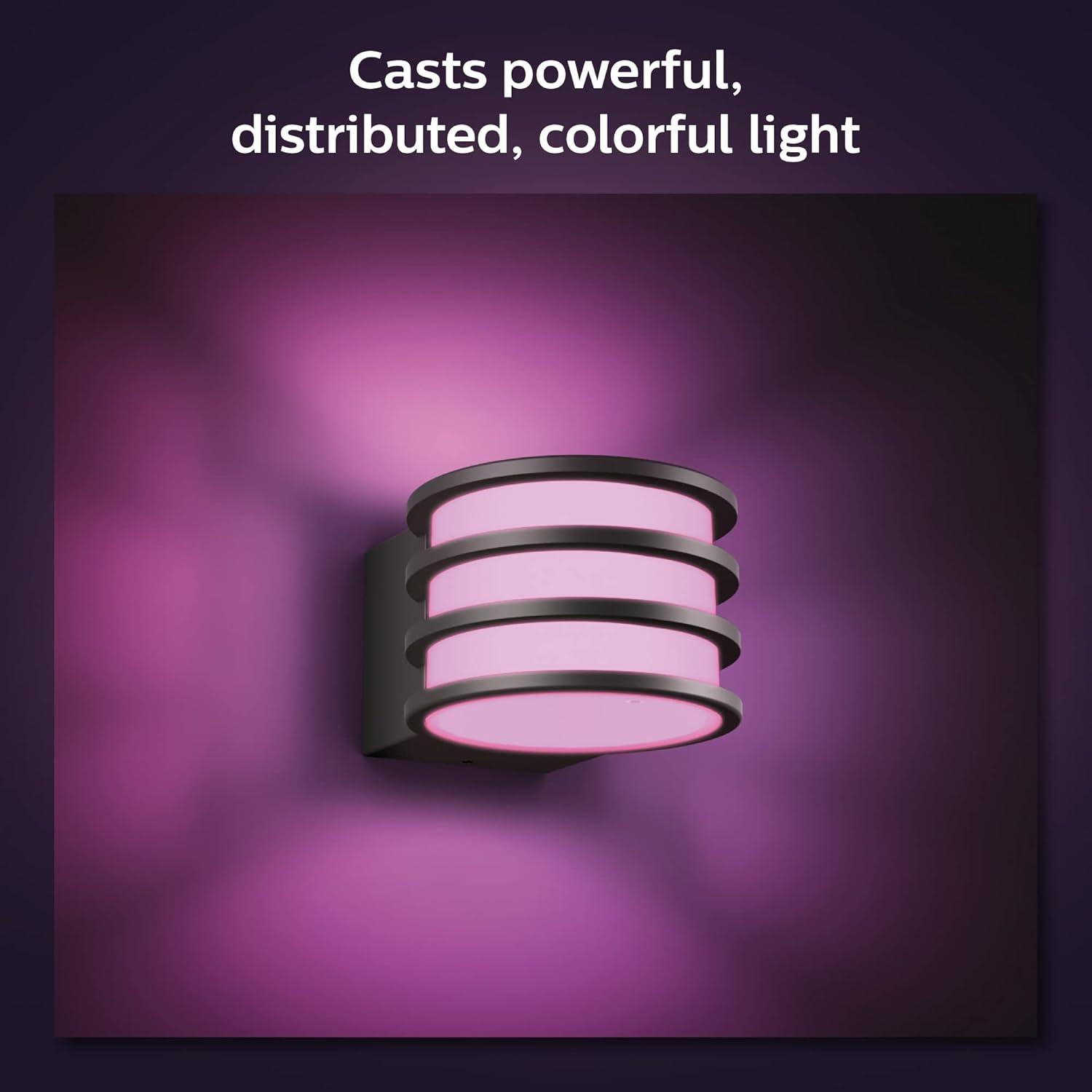 imagePhilips Hue Inara Outdoor Smart Wall Light Black E26 White Filament LED Bulb 1 Pack Requires Hue Bridge Control with Hue App and Voice WeatherproofLucca