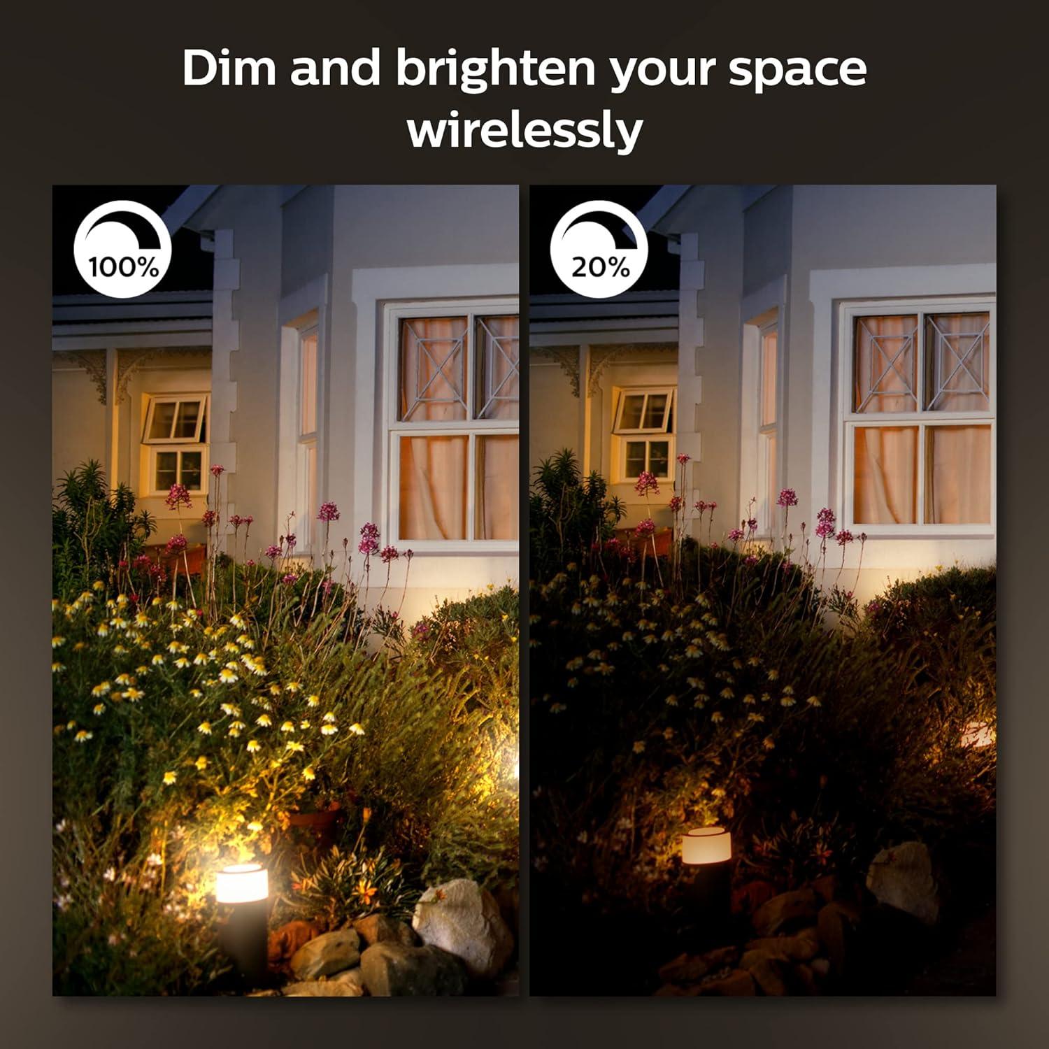 imagePhilips Hue Inara Outdoor Smart Wall Light Black E26 White Filament LED Bulb 1 Pack Requires Hue Bridge Control with Hue App and Voice WeatherproofLucca