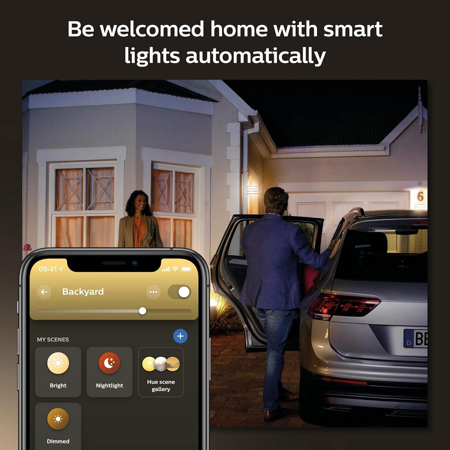 imagePhilips Hue Inara Outdoor Smart Wall Light Black E26 White Filament LED Bulb 1 Pack Requires Hue Bridge Control with Hue App and Voice WeatherproofLucca