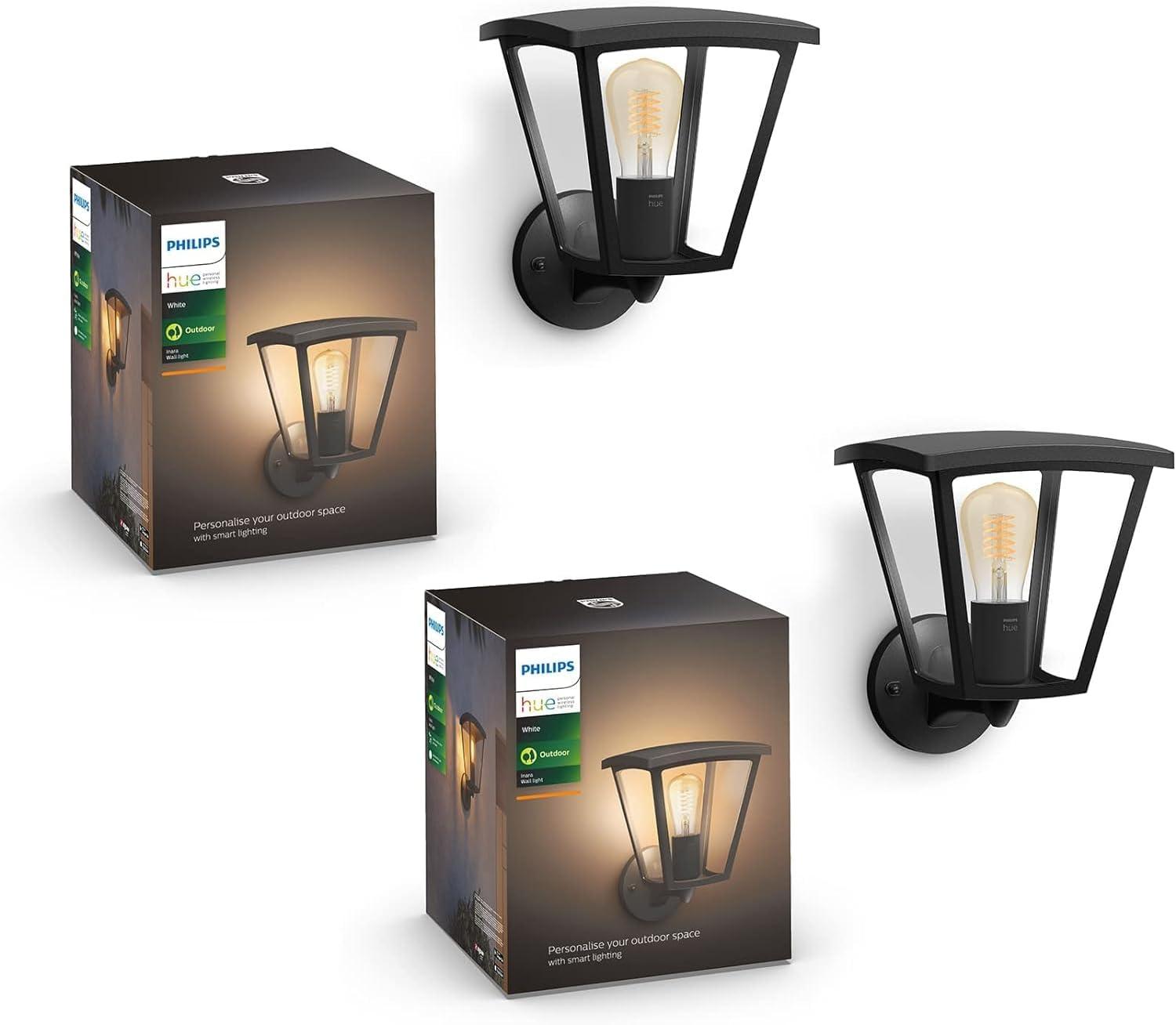 imagePhilips Hue Inara Outdoor Smart Wall Light Black E26 White Filament LED Bulb 1 Pack Requires Hue Bridge Control with Hue App and Voice WeatherproofInara Filament