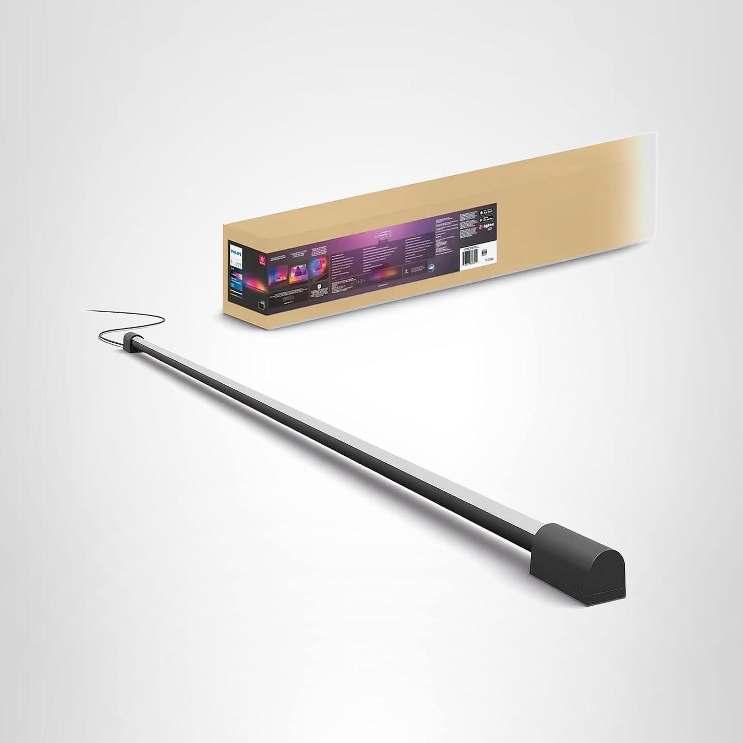 imagePhilips Hue Large Smart Light Tube Black White and Color Ambiance LED ColorChanging Light 1 Pack Sync with TV Music and Gaming Requires Bridge and Sync Box Control with App or VoiceBlack