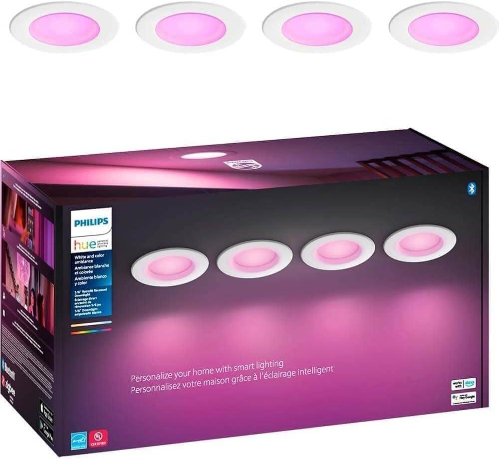 imagePhilips Hue Smart Recessed 56 Inch LED Downlight White and Color Ambiance ColorChanging Light 1 Pack 1100LM Control with Hue App Compatible with Alexa Google Assistant and Apple HomekitWhite and Color Ambiance
