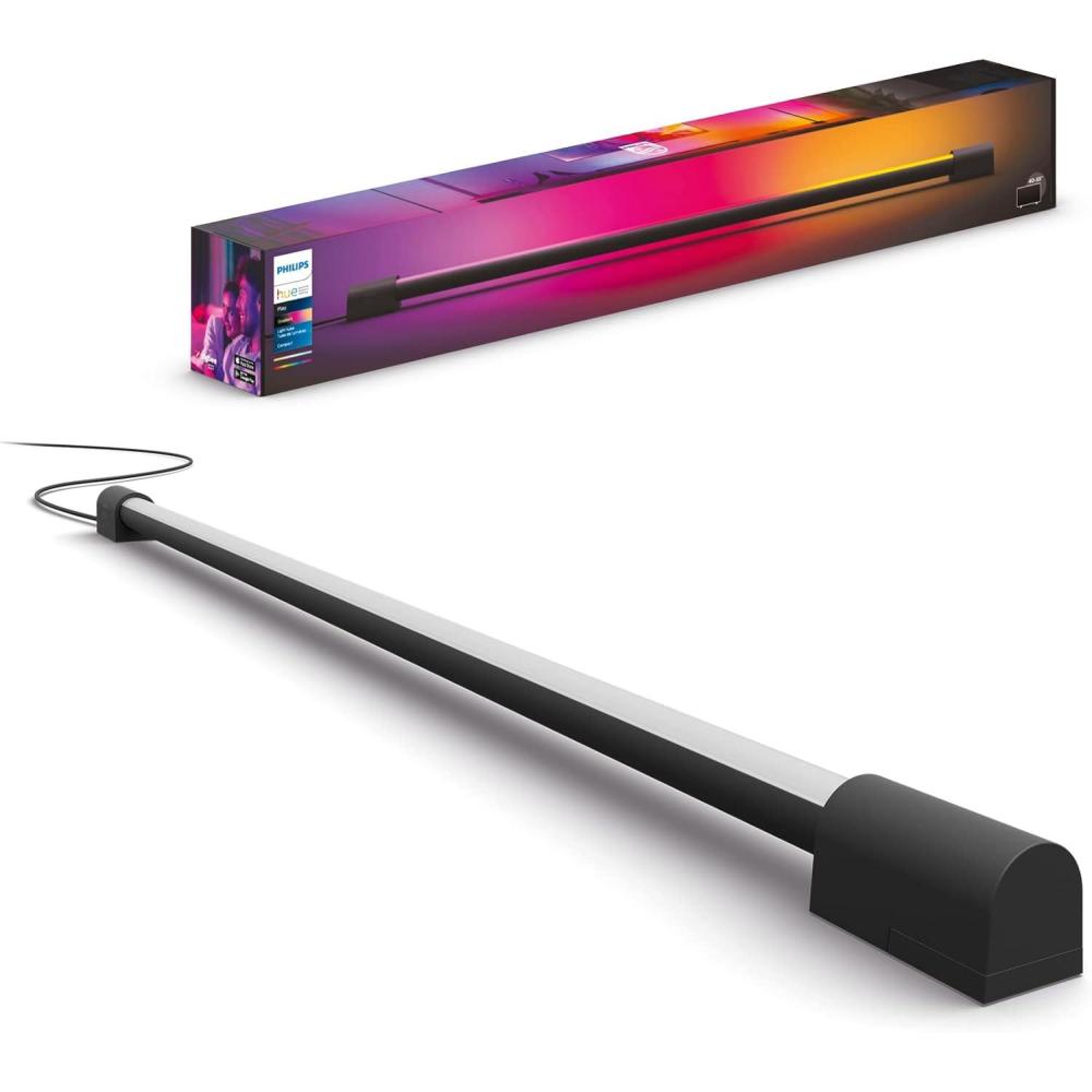 imagePhilips Hue Large Smart Light Tube Black  White and Color Ambiance LED ColorChanging Light  1 Pack  Sync with TV Music and Gaming  Requires Bridge and Sync Box  Control with App or VoiceBlack