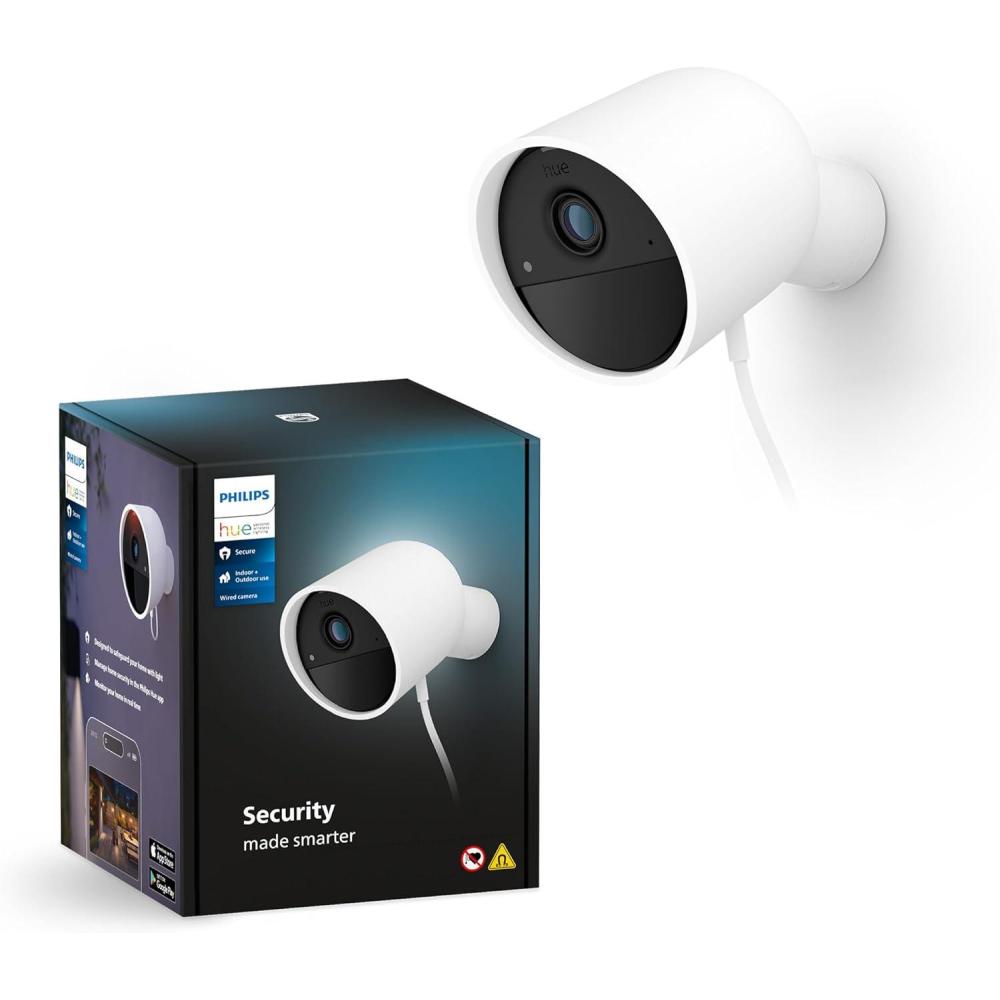imagePhilips Hue Secure Wired Camera1 Pack 1080P Resolution Notifications Seamless Integration Continuous Power Indoor and Outdoor White Free 24Hour Video HistoryWhite