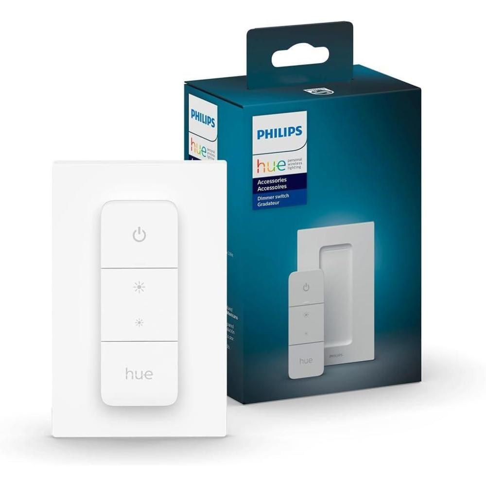 imagePhilips Hue Smart Dimmer Switch with Remote White  1 Pack  Turns Hue Lights On Off Dims or Brightens  Requires Hue Bridge  Easy NoWire InstallationDimmer Switch