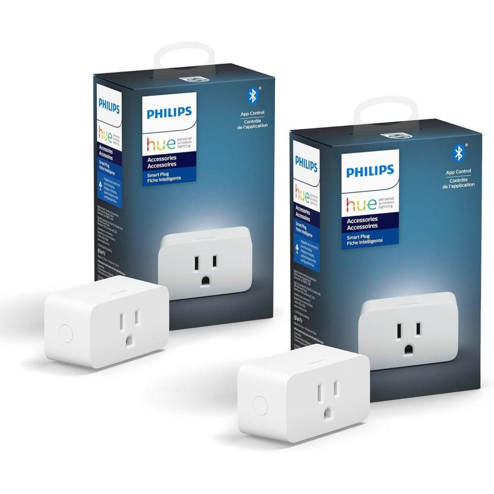 imagePhilips Hue Smart Plug White 2 Pack Turns Any Light Into a Smart Light Control with Hue App Compatible with Alexa Google Assistant and Apple HomeKit2 Pack