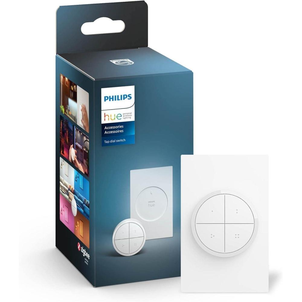 imagePhilips Hue Wall Tap Dial Light Switch Portable Black  1 Pack  Requires Hue Lights and Hue Bridge  Smart Home  Easy NoWire InstallationWhite