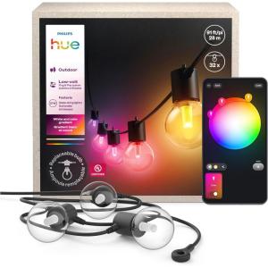 Philips Hue Festavia Globe Outdoor String Lights, White & Color Ambiance, 22ft,8 Bulbs, Dimmable, Control with Hue App or Voice, Bridge Required(91ft)