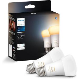 Philips Hue Smart LED A19 Bulb, White Ambiance, E26 Base, 7.2W, Full Spectrum Light 1000K-20000K, 810 Lumens, Dimmable, Works with Alexa, Google, and Apple Home, 2pk(Original)