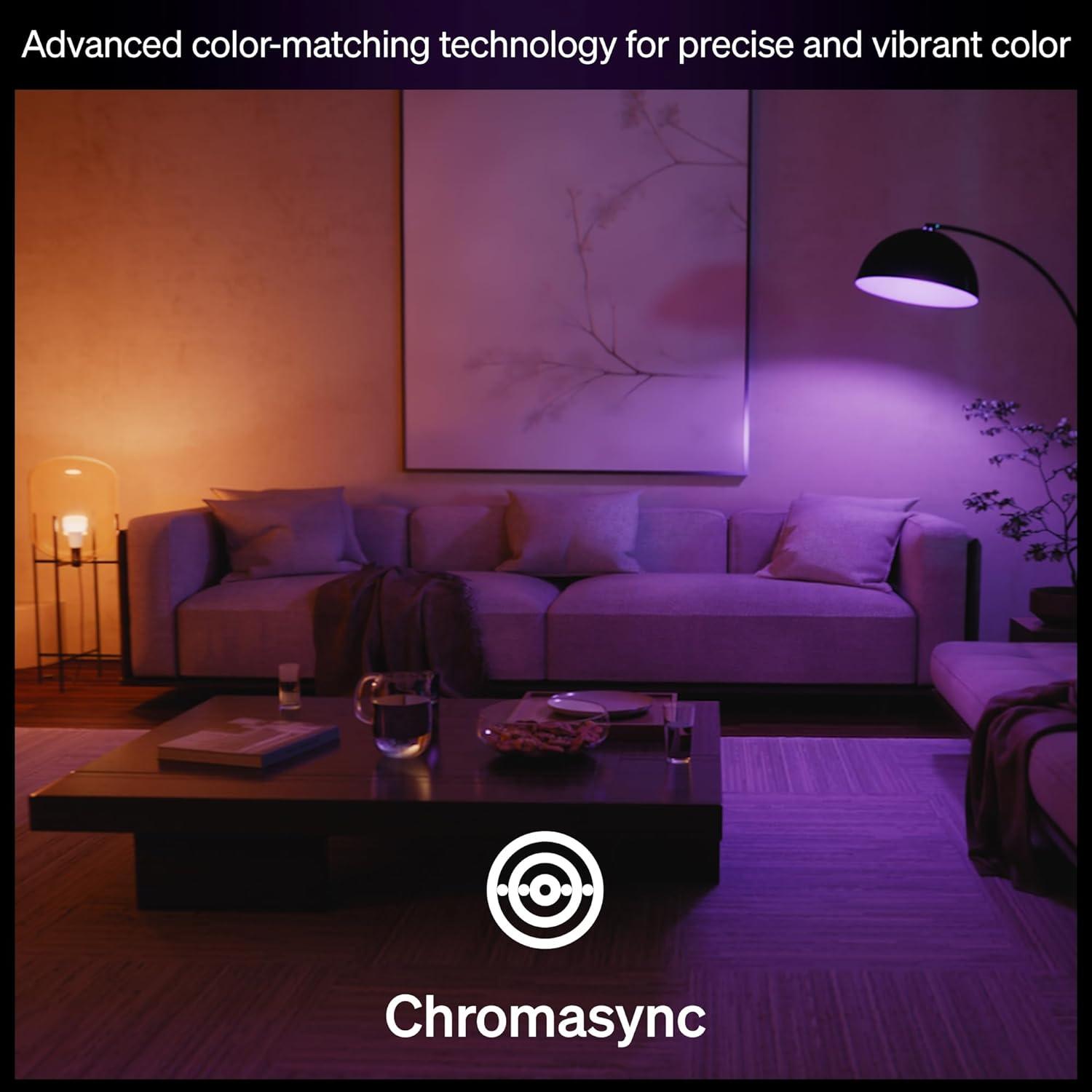 imagePhilips Hue Smart LED A19 Bulb 1Pack White amp Color Ambiance E26 Base 105W Full Spectrum Light 1000K20000K 1100 Lumens Dimmable Works with Alexa Google AppleChromasync