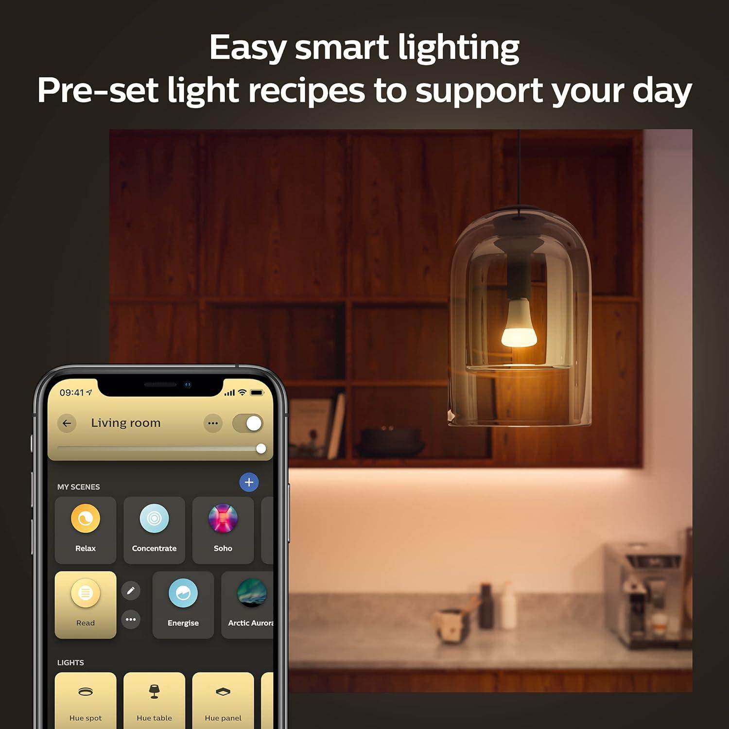 imagePhilips Hue Smart LED A21 Bulb Warm White Light 2700K E26 Base 135W 1600 Lumens Dimmable Works with Alexa Google Assistant and Apple Home 1pkWhite Ambiance Original