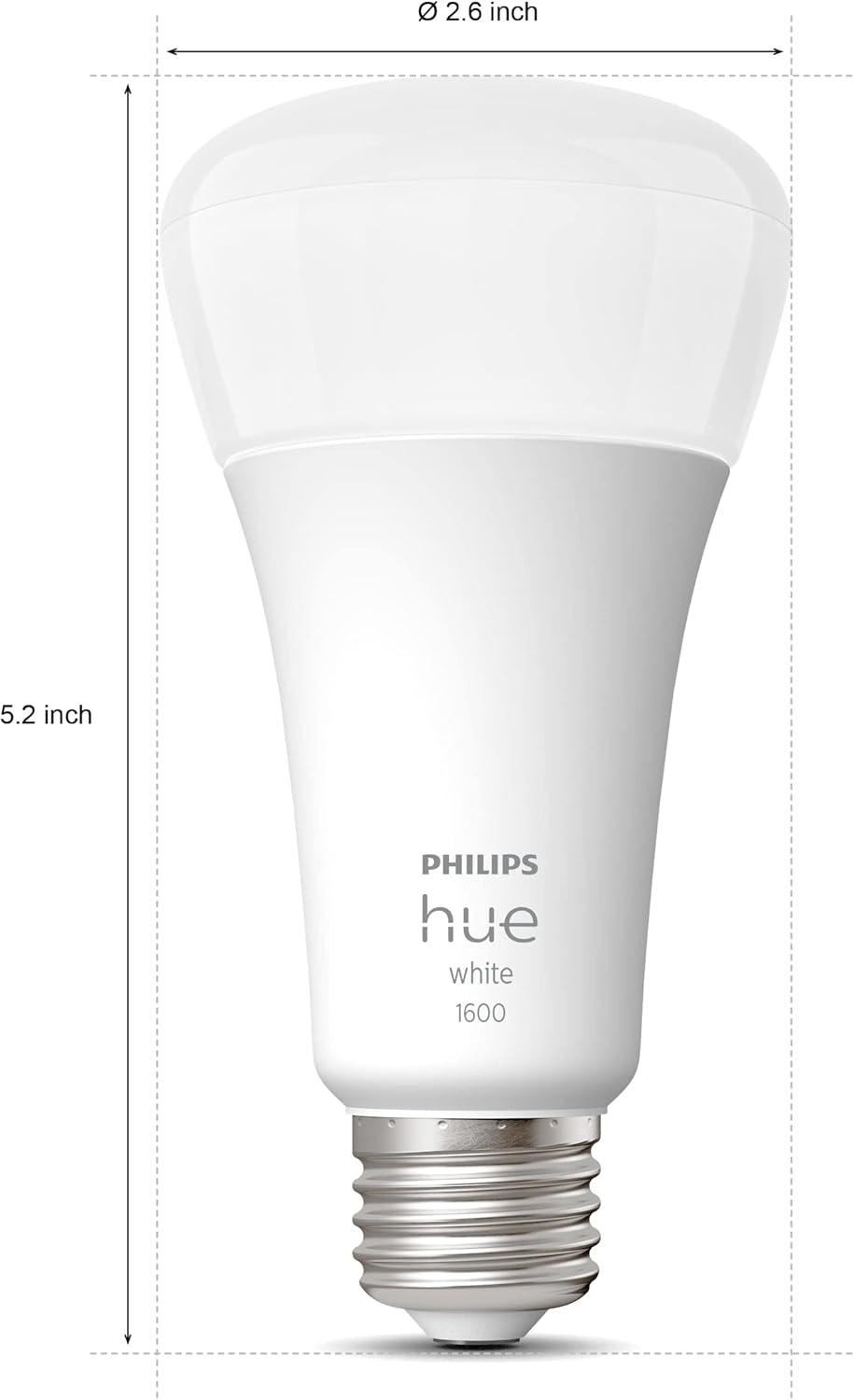 imagePhilips Hue Smart LED A21 Bulb Warm White Light 2700K E26 Base 135W 1600 Lumens Dimmable Works with Alexa Google Assistant and Apple Home 1pkWhite Ambiance Original